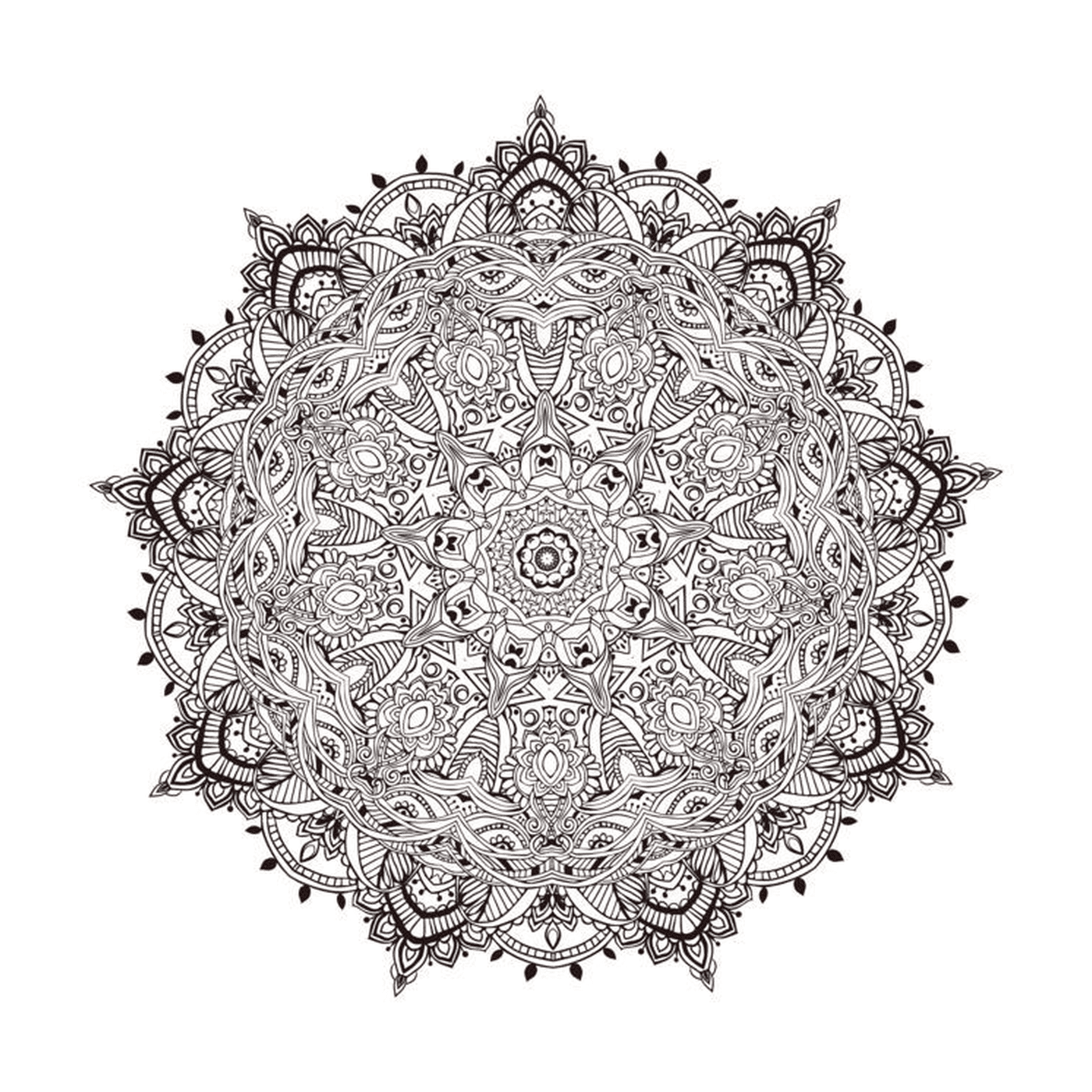   Mandala détaillé avec motif floral 