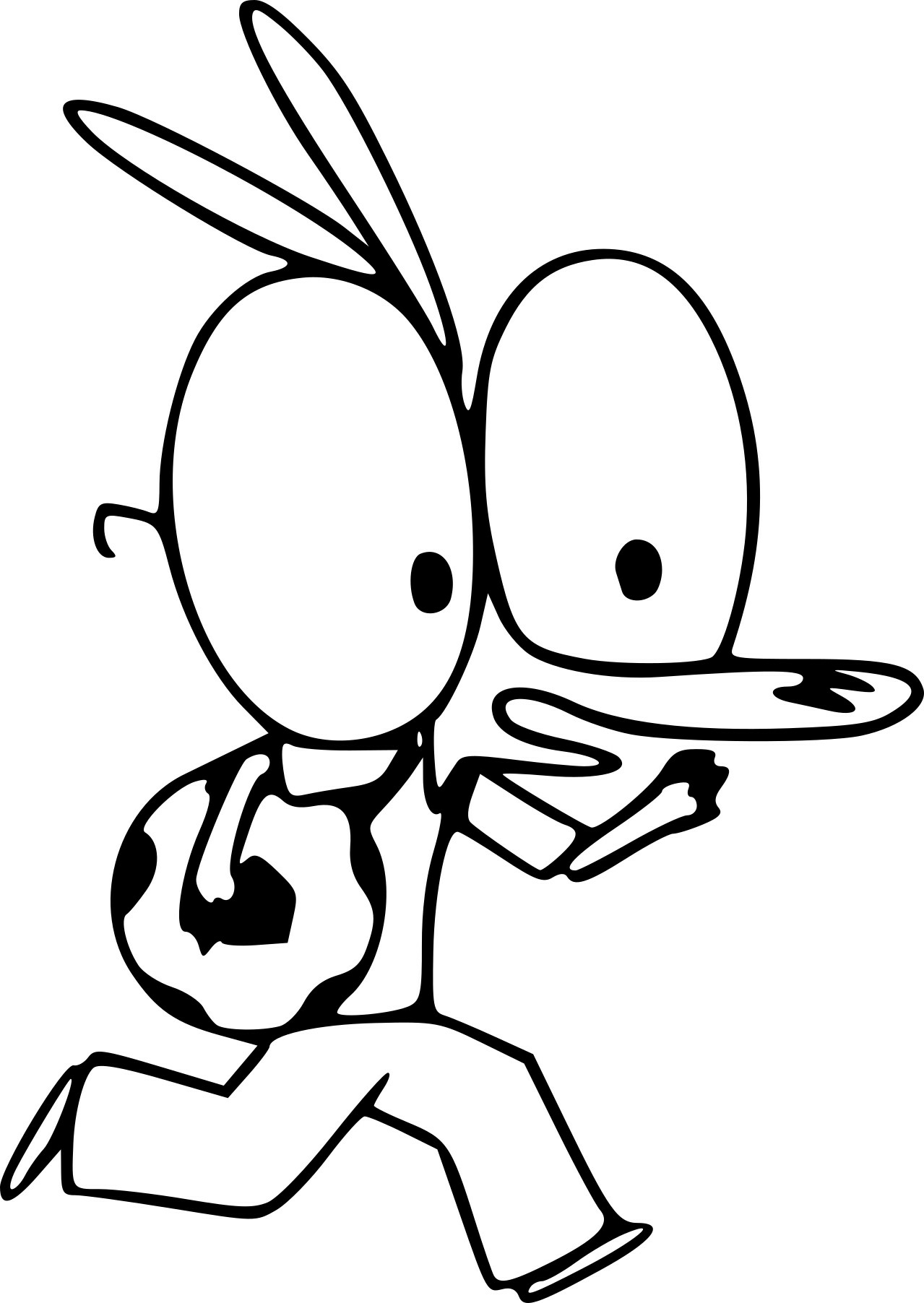   Un personnage de dessin animé tenant un frisbee 
