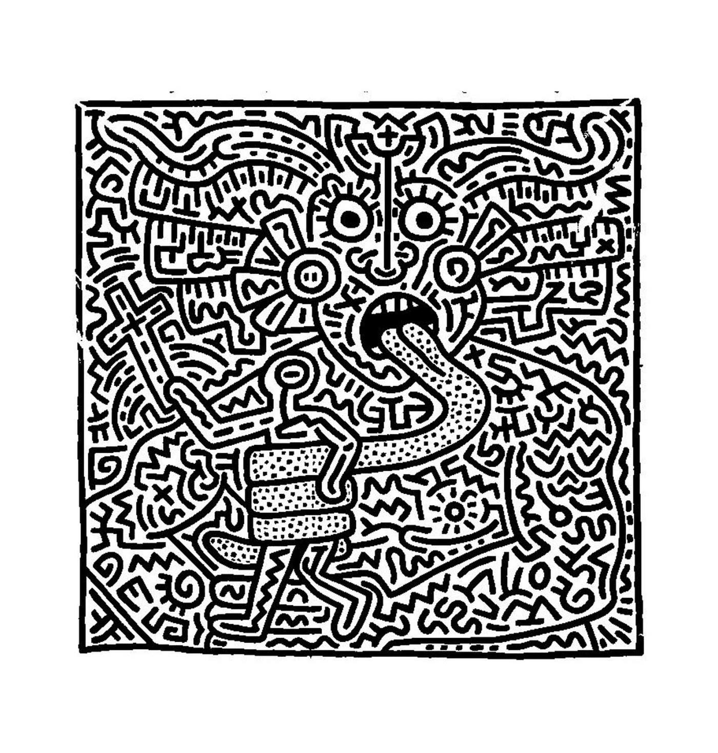   le visage d'un homme selon Keith Haring 