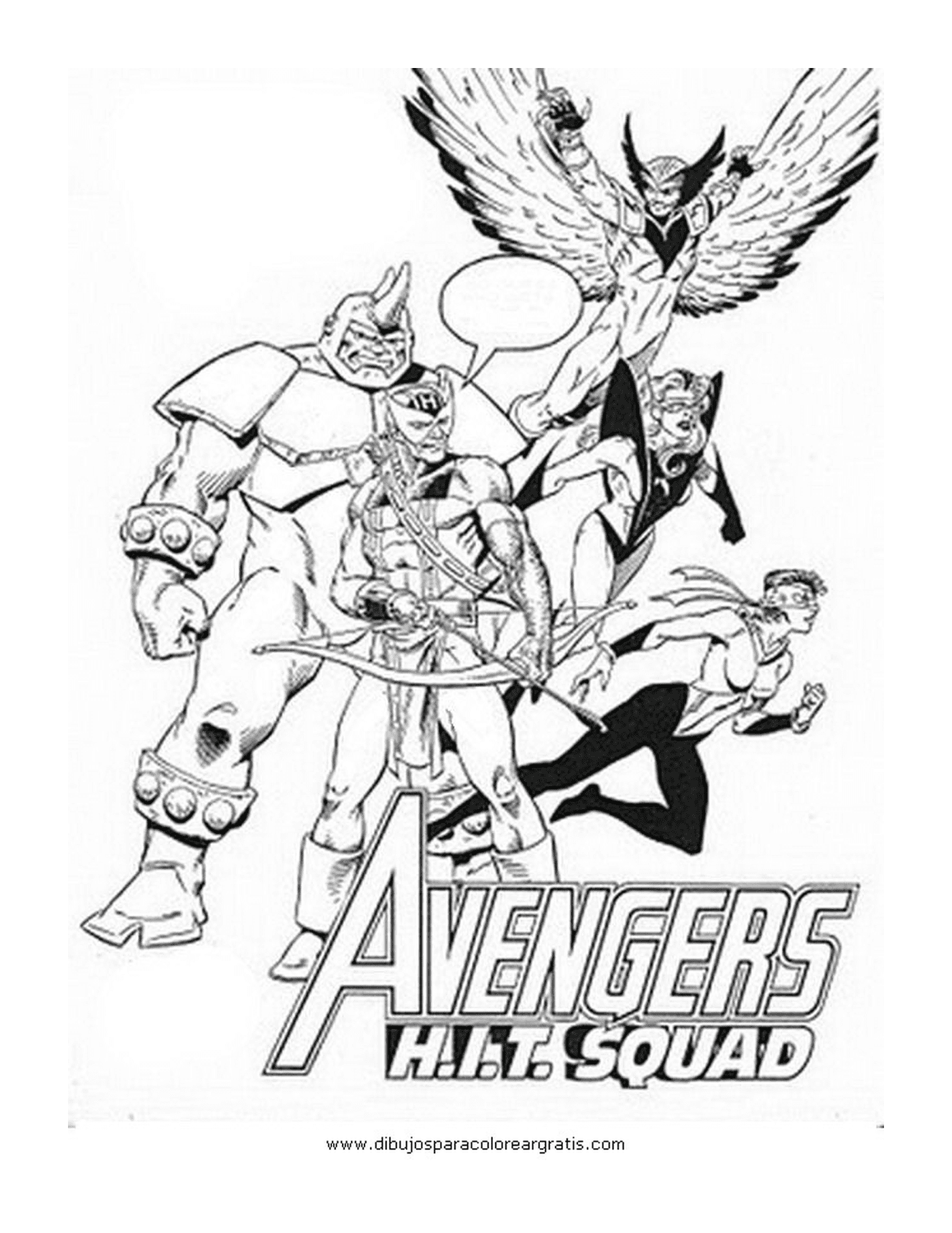   Un groupe d'Avengers se tenant côte à côte 