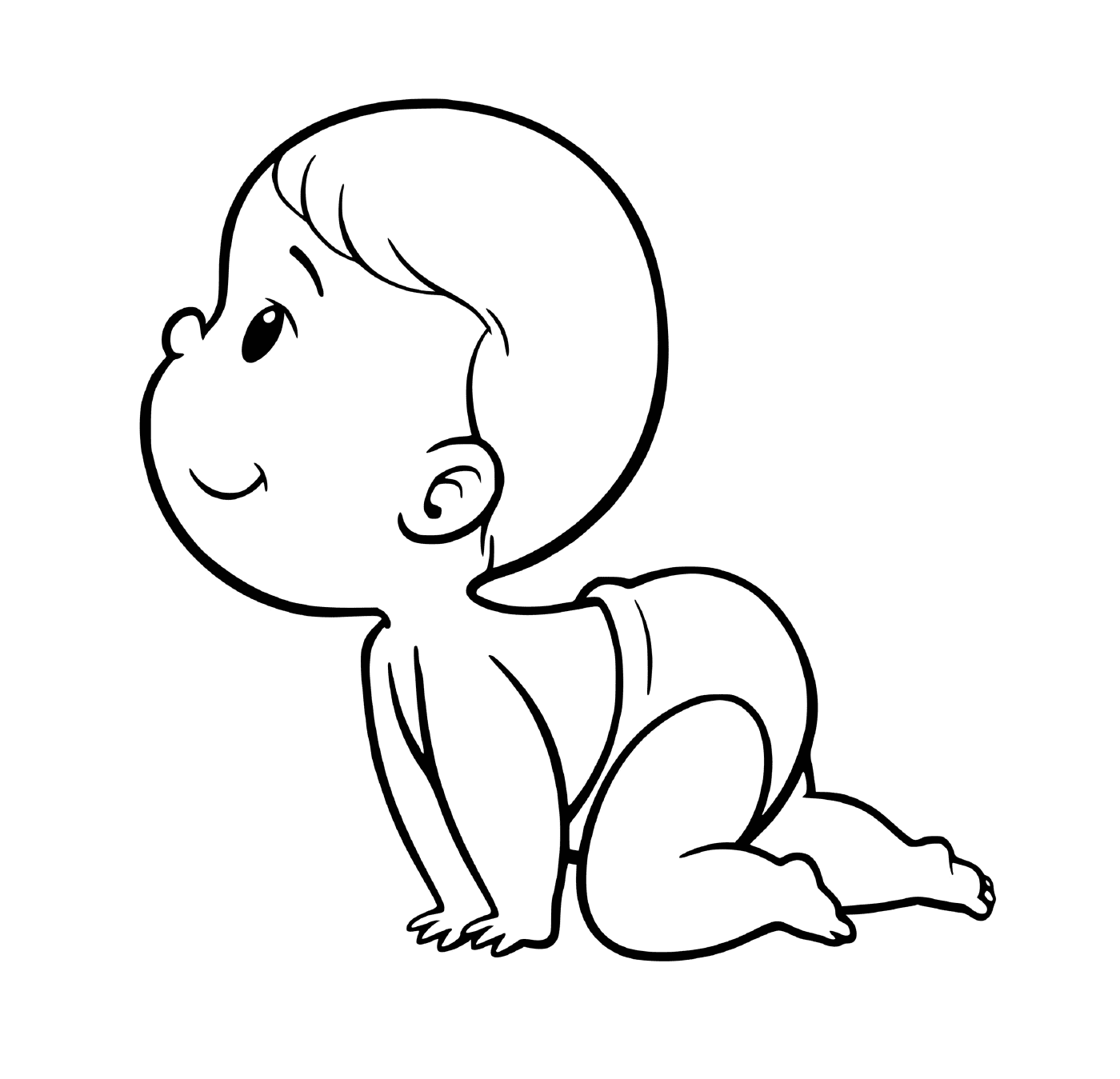   Un bébé assis par terre la tête baissée 