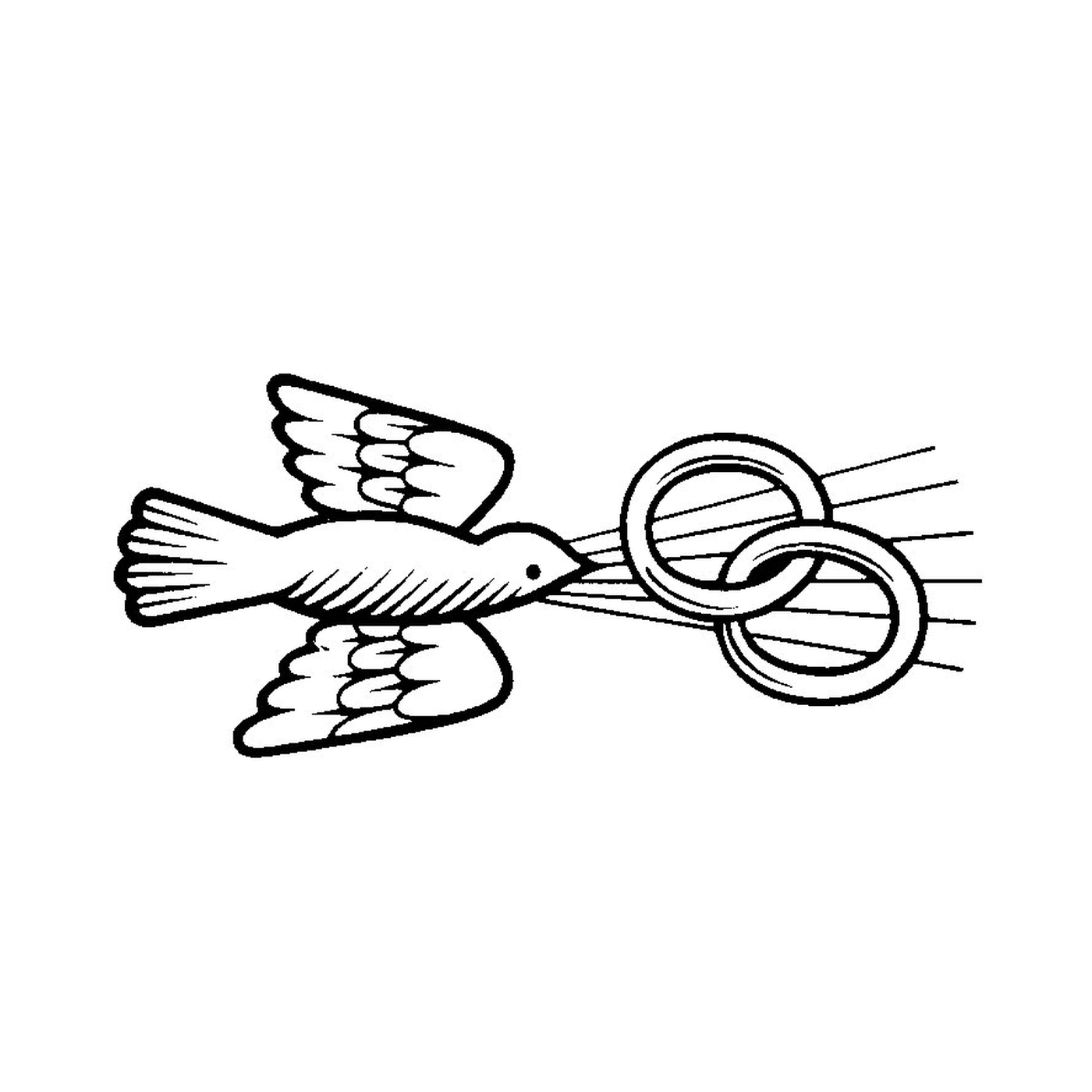   Oiseau volant à travers une paire de ciseaux 