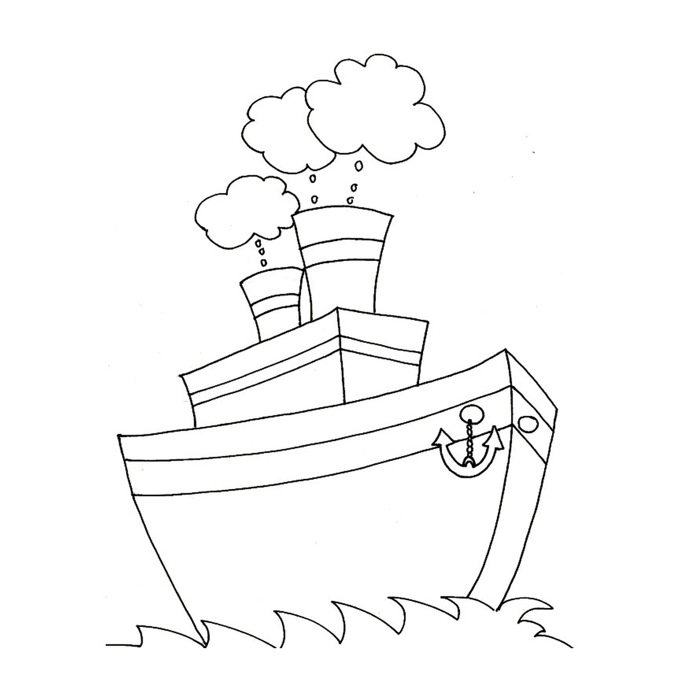   Un bateau à moteur avec deux hélices sur le côté 