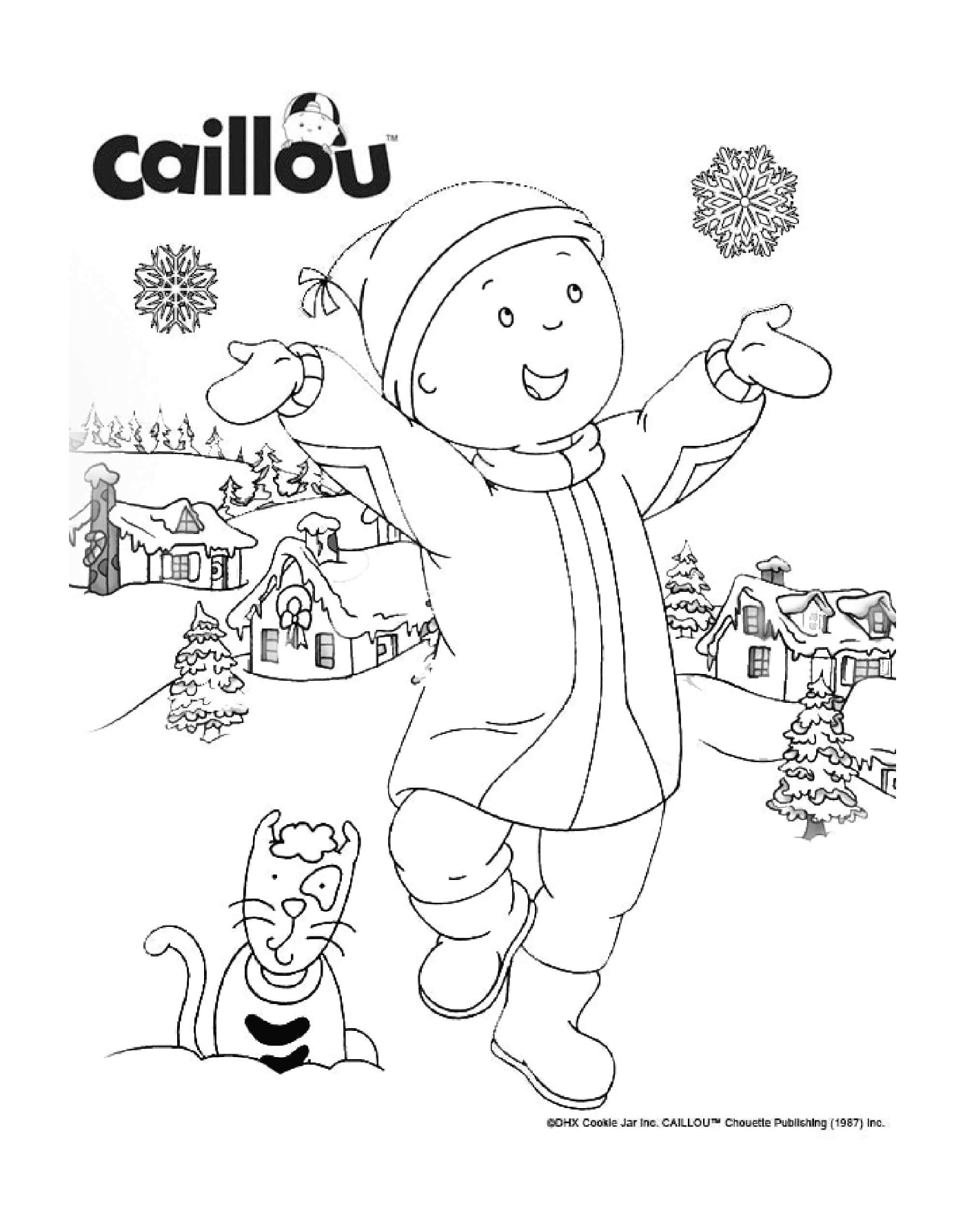   Noël approche avec Gilbert et Caillou qui adorent les flocons de neige 