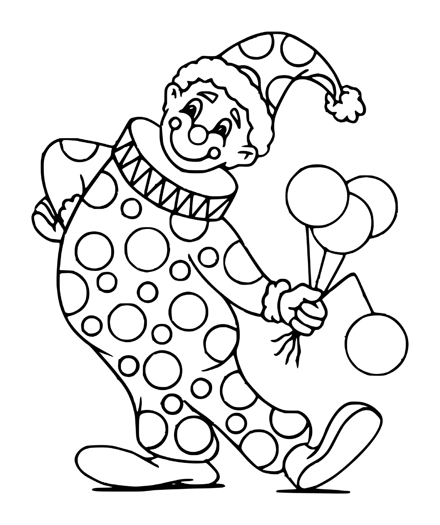   Clown festif tenant des ballons de fête 