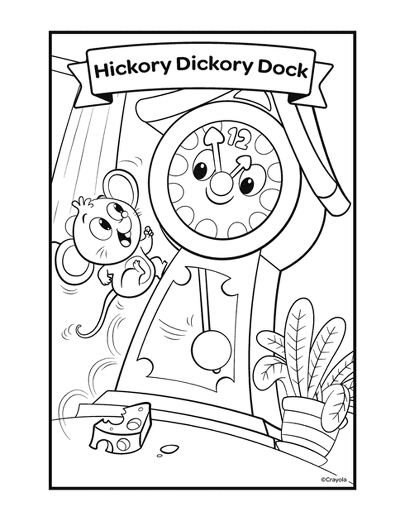   La comptine Hickory Dickory Dock avec une horloge et une souris 