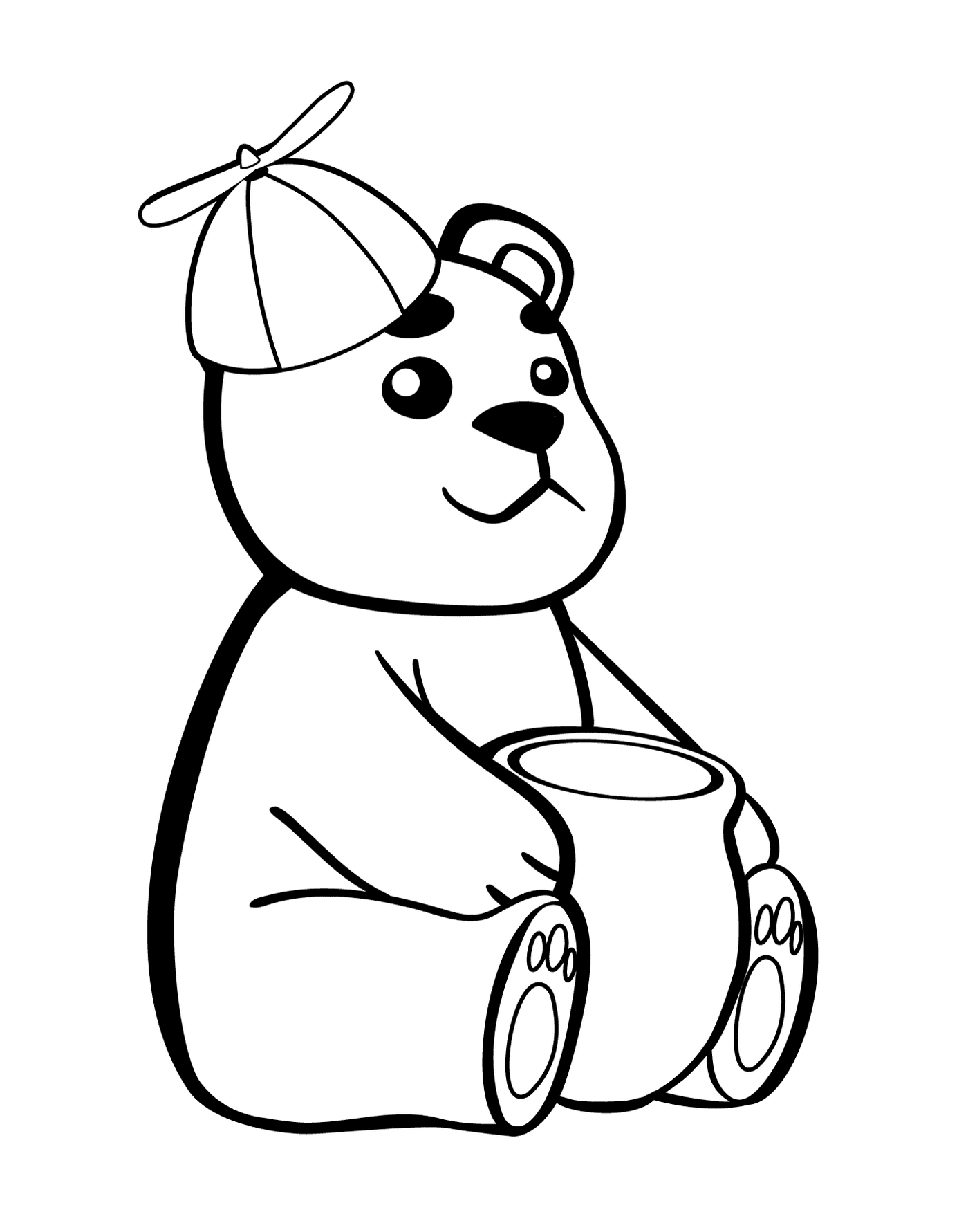   Un ours tenant un pot de miel 