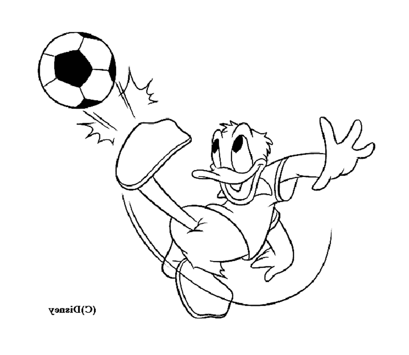   Donald joue au football avec enthousiasme 