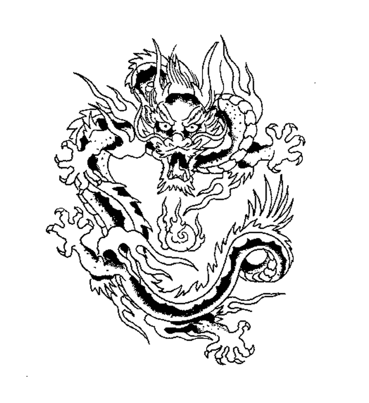   Design de tatouage de dragon d'inspiration chinoise 