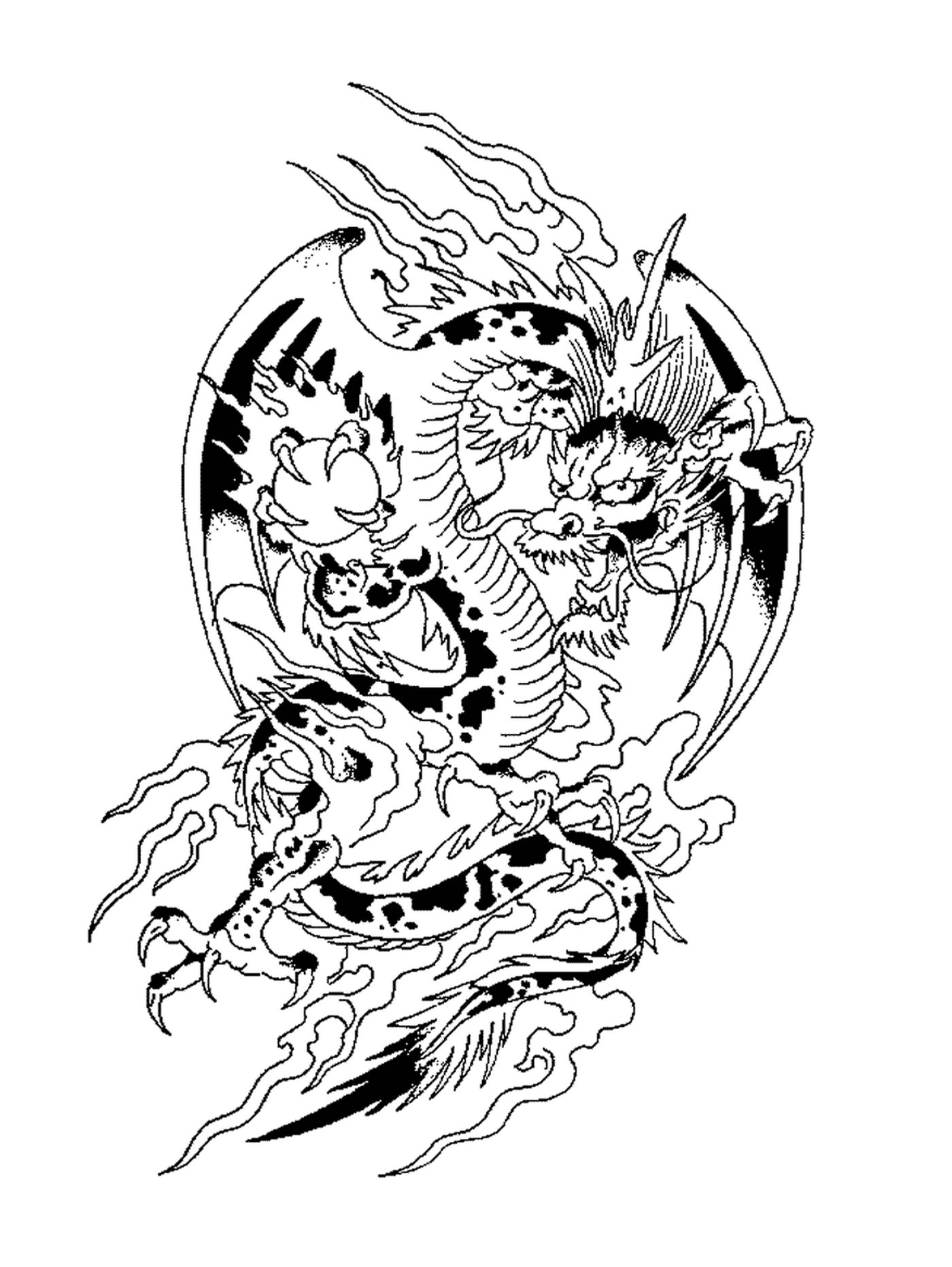   Design de tatouage d'un dragon d'inspiration chinoise 