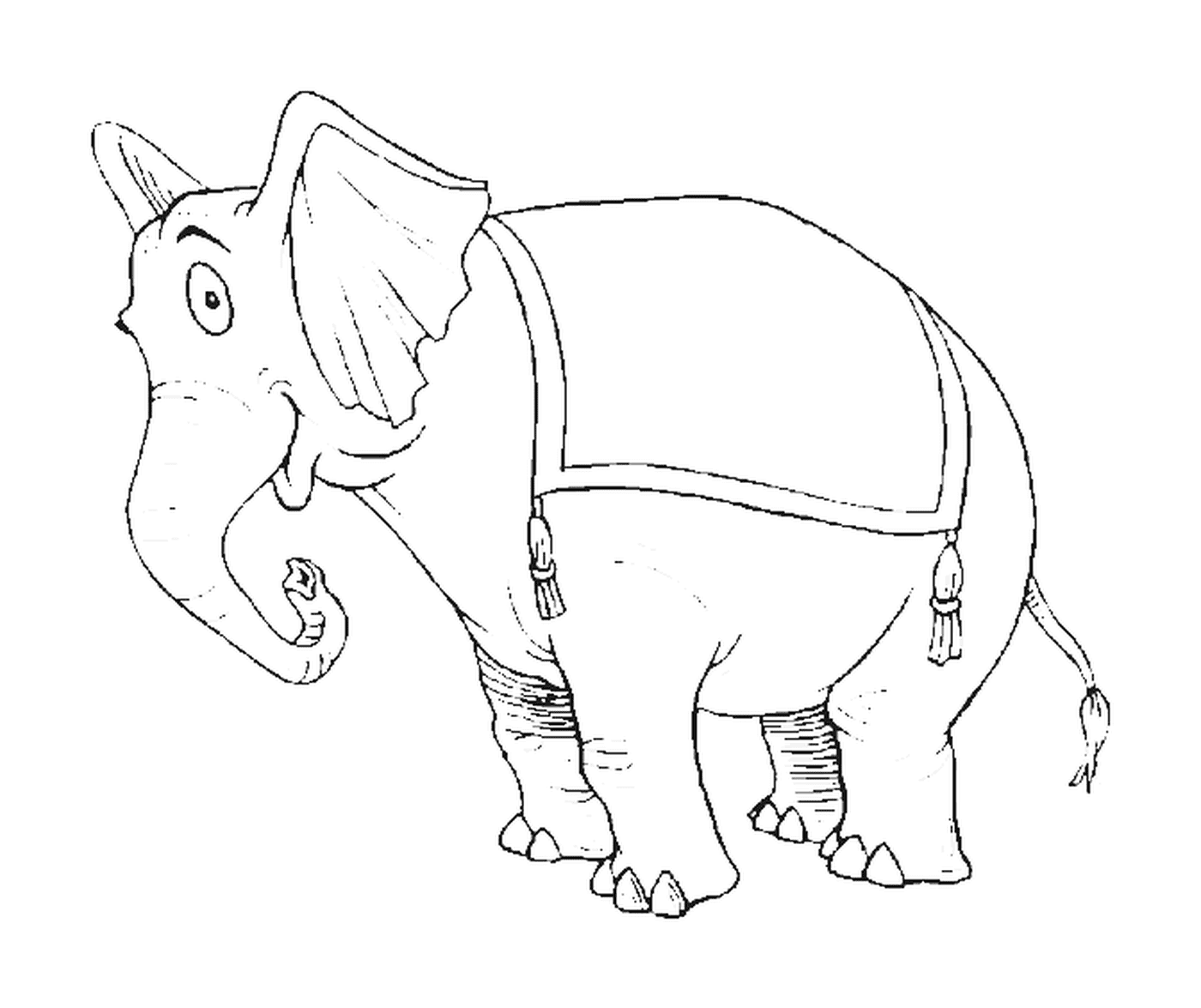   Un éléphant avec une selle sur le dos 