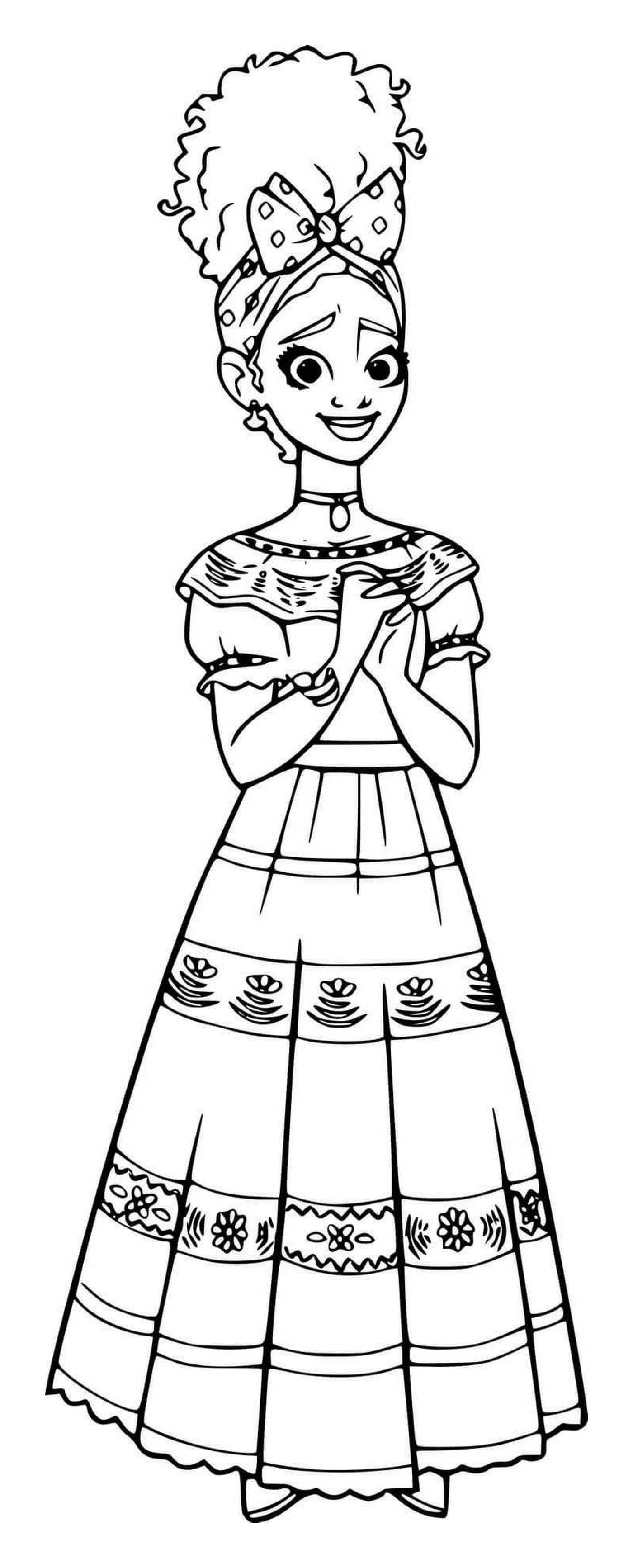   Dolores Madrigal dans une robe 