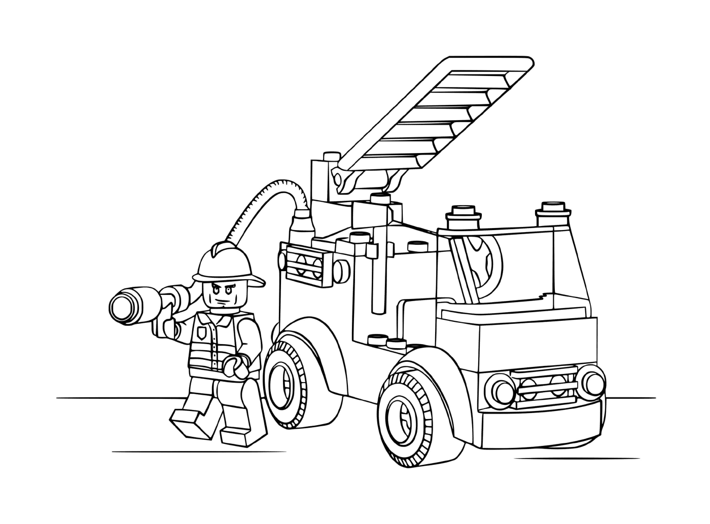   Camion pompier Lego avec sauveteur 