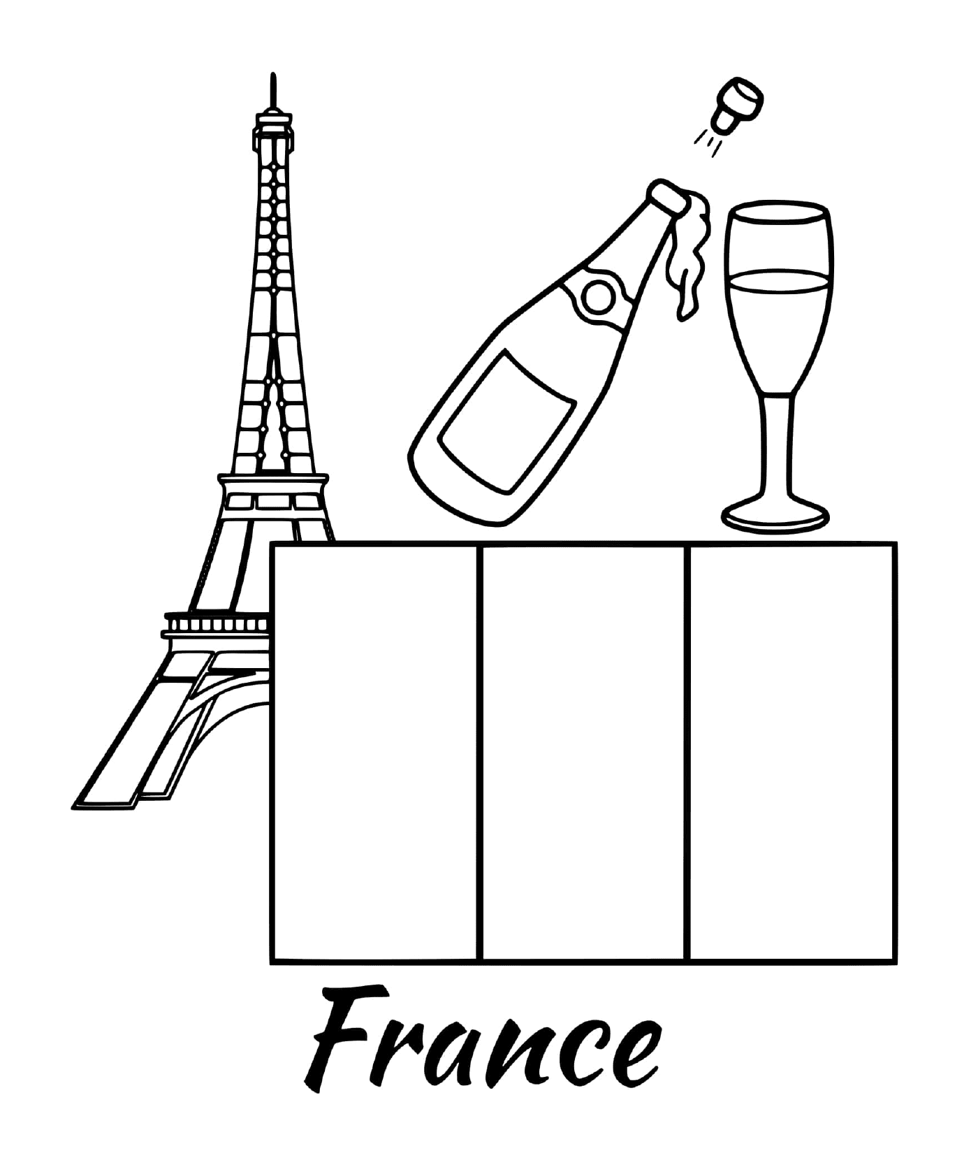   Drapeau de la France avec la Tour Eiffel 