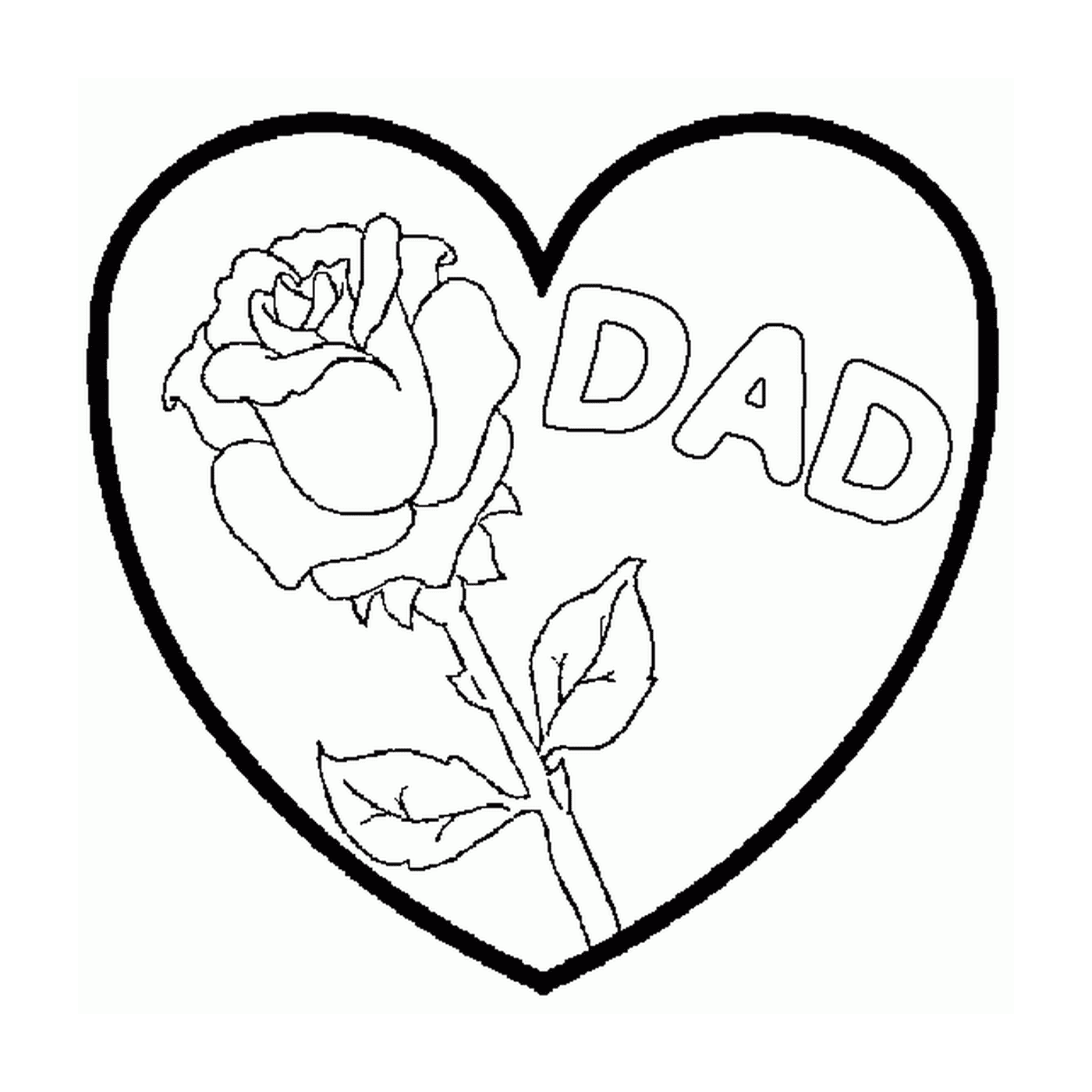   Cœur de la Saint-Valentin pour papa avec une rose 