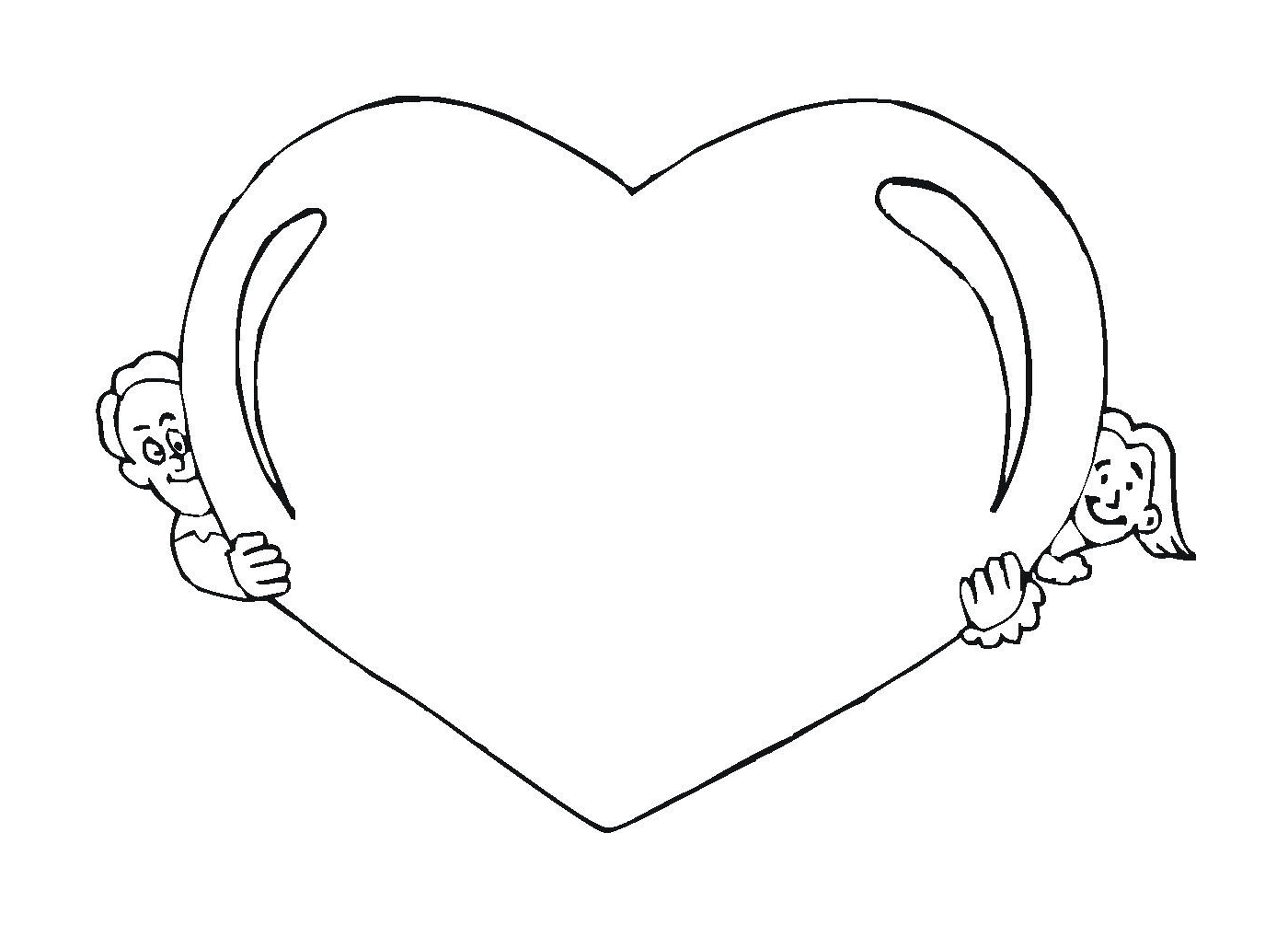   Deux mains tenant un cadre en forme de cœur 