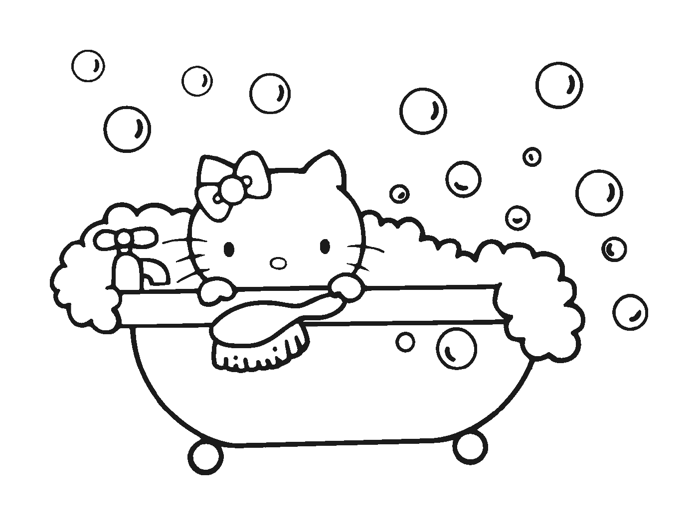   Hello Kitty entourée de bulles 
