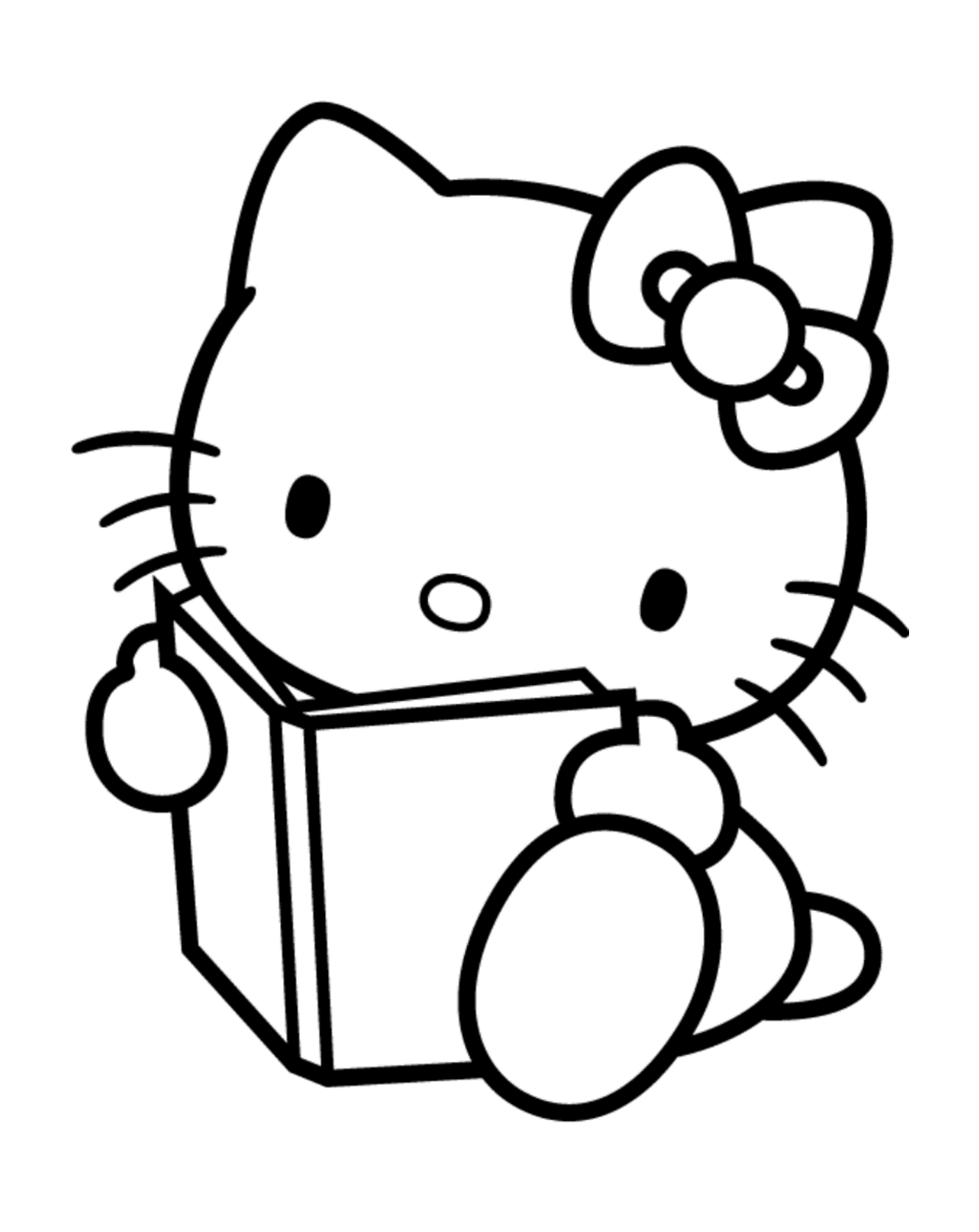   Hello Kitty assise sur un livre ouvert 
