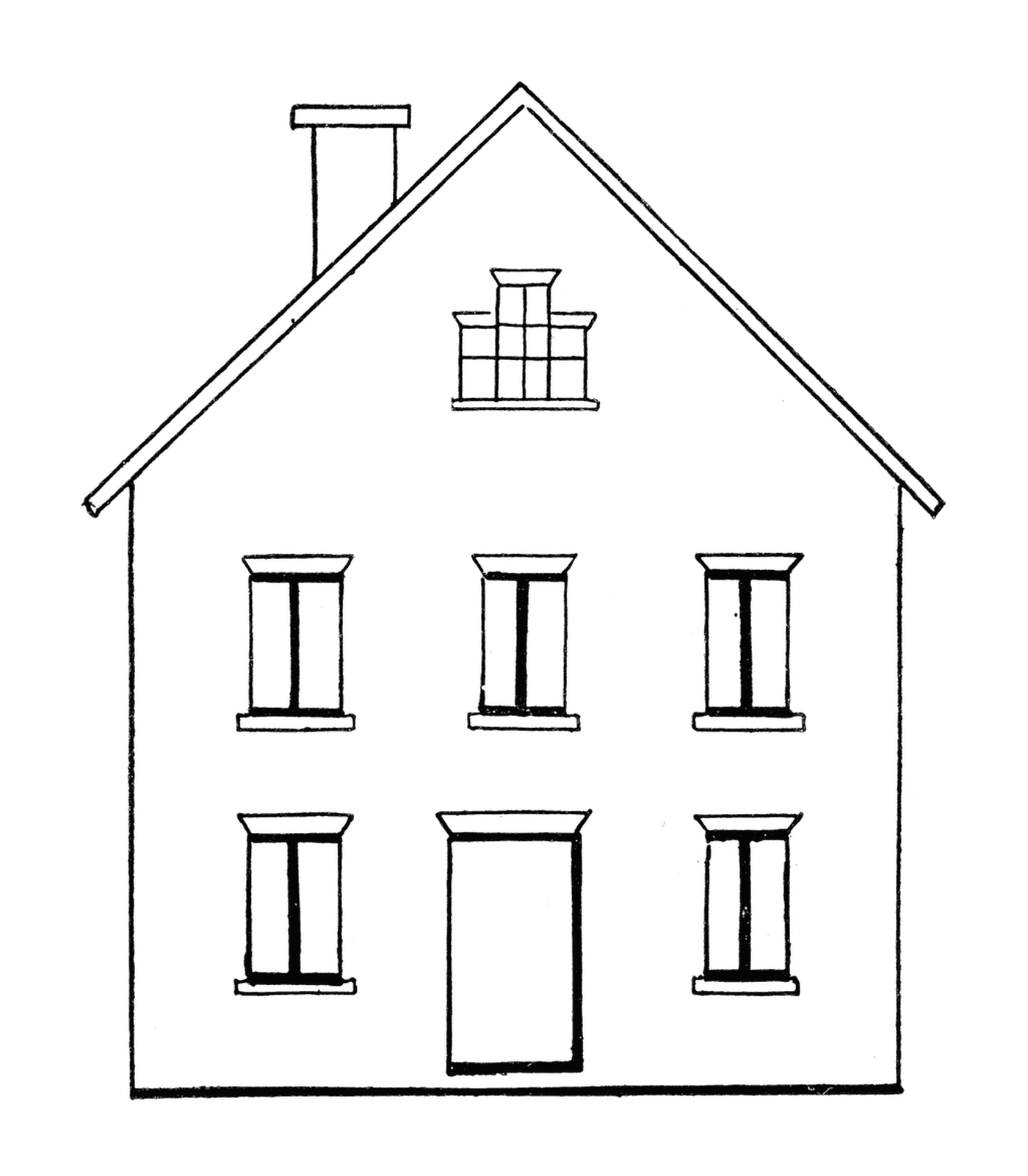   Charmante maison blanche à six fenêtres 