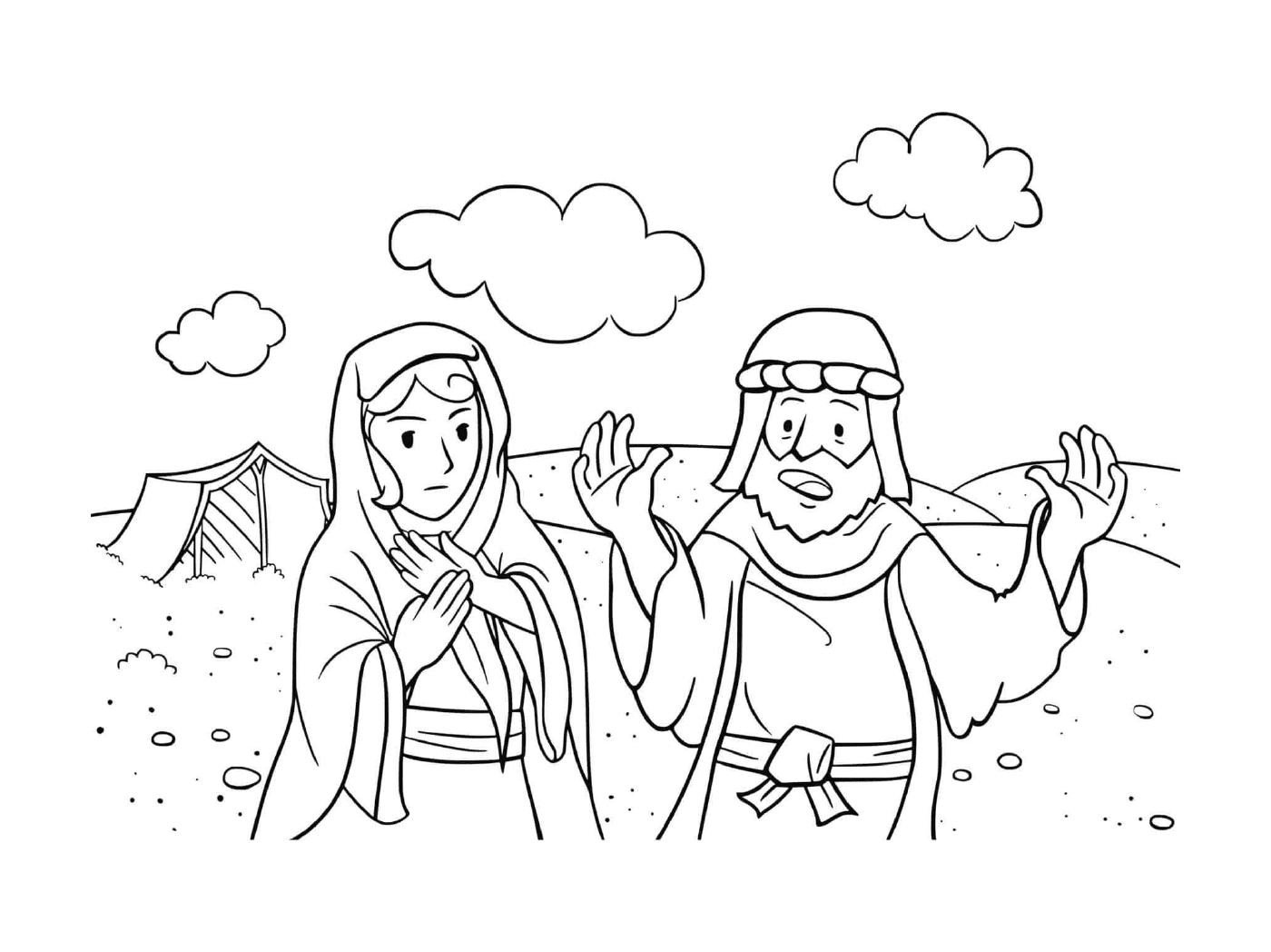   Jésus et femme dans le désert 