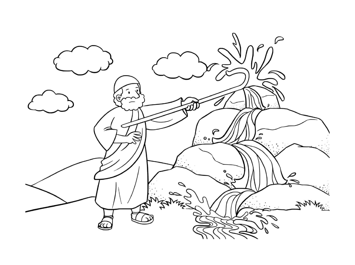   Rocher de Moïse, homme avec un tuyau d'incendie 