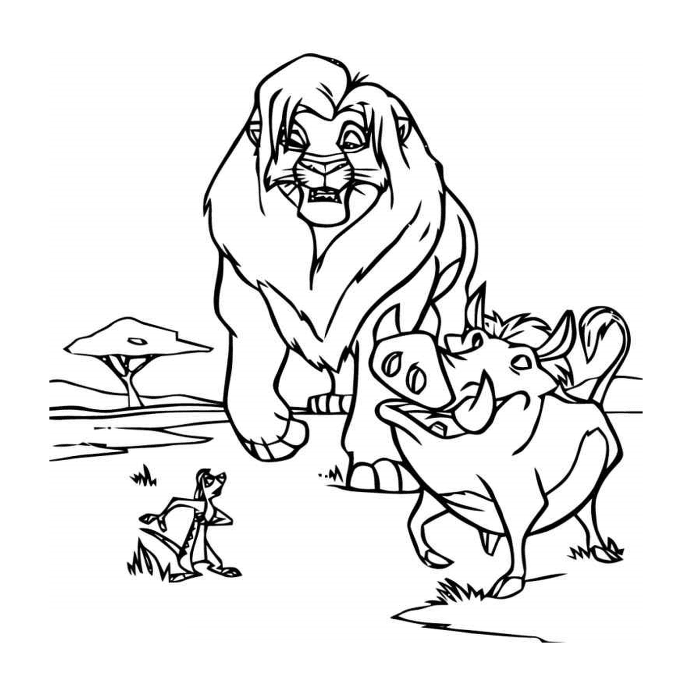   Le Roi Lion avec Pumbaa et Timon 
