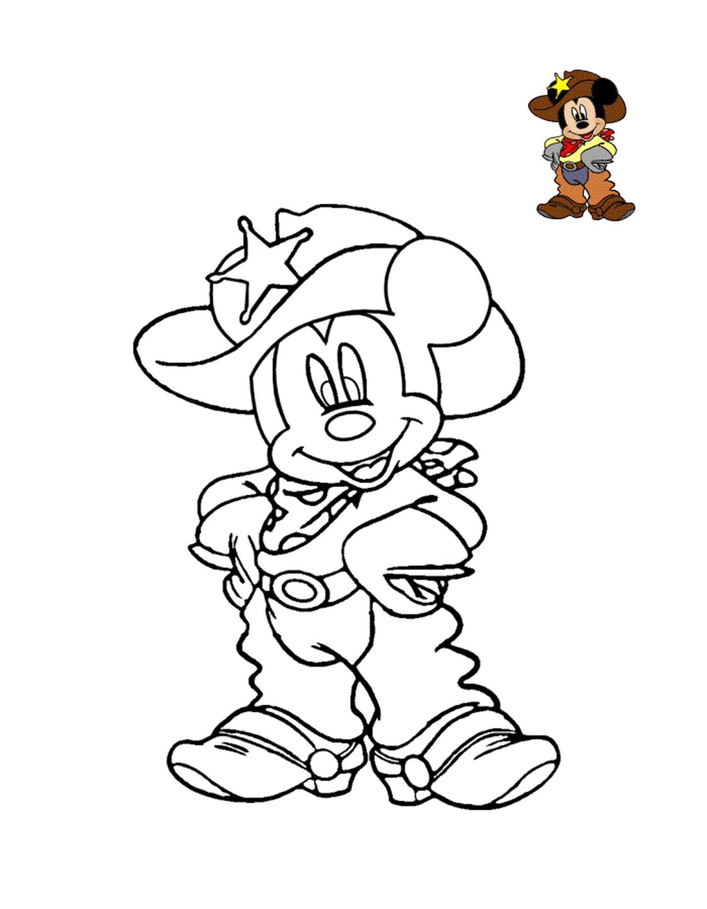   Mickey Mouse, le cowboy shérif de la ville 