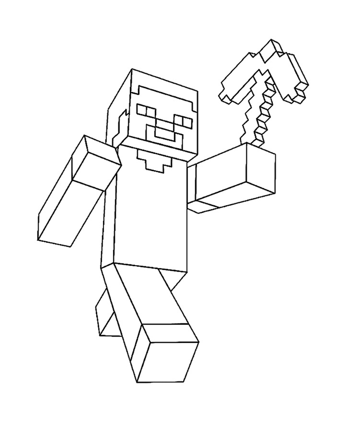   Steve Minecraft avec un marteau 