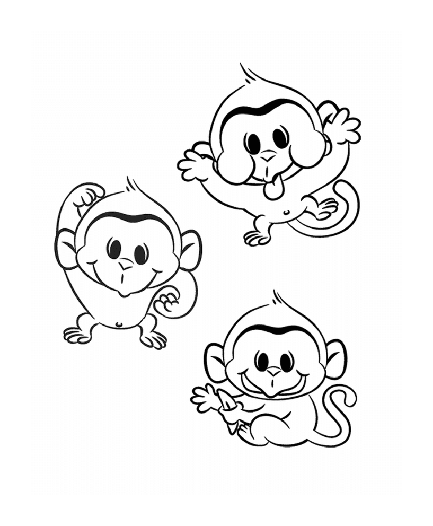   Trois petits singes faciles 