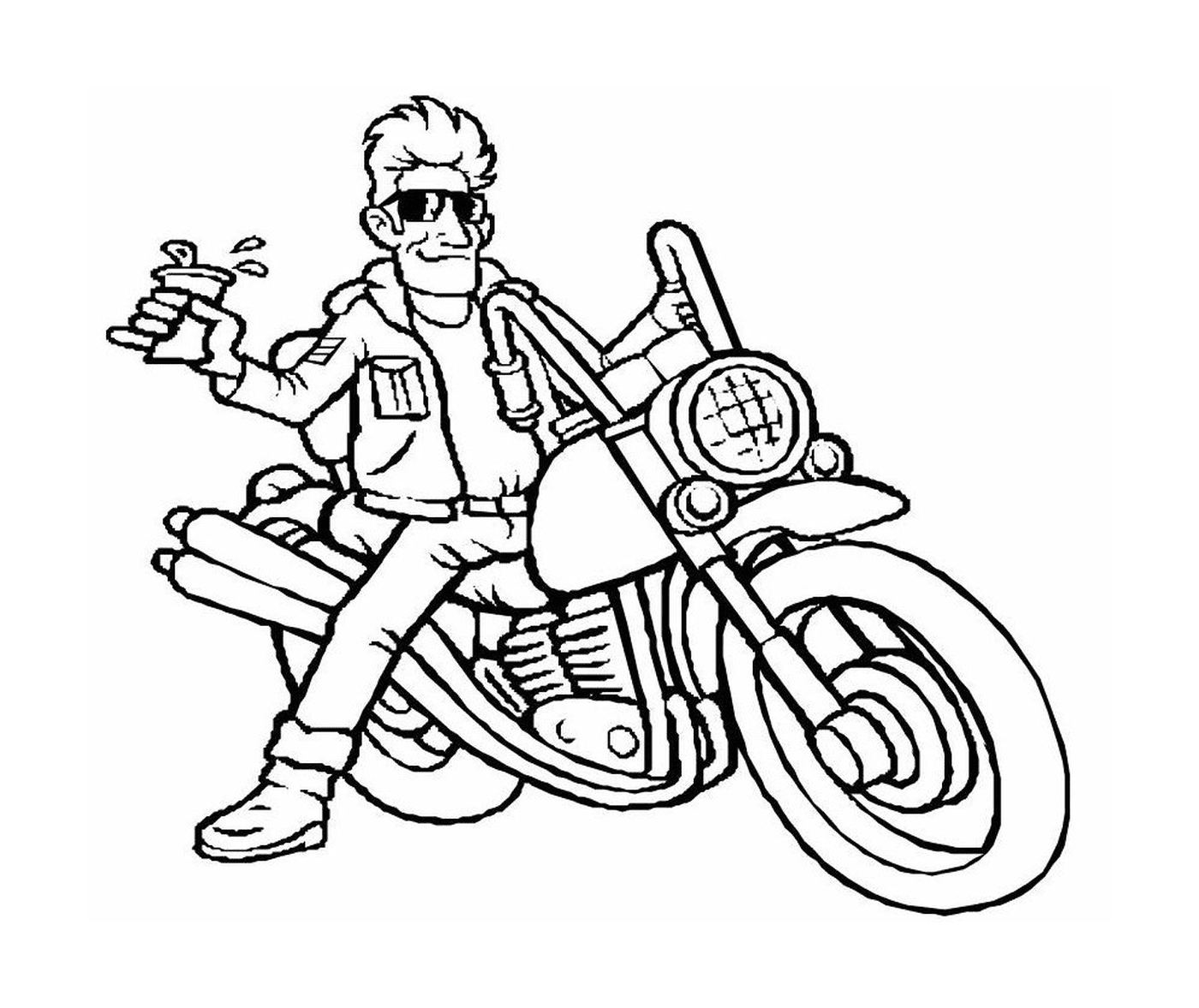   Homme assis à l'arrière d'une moto 