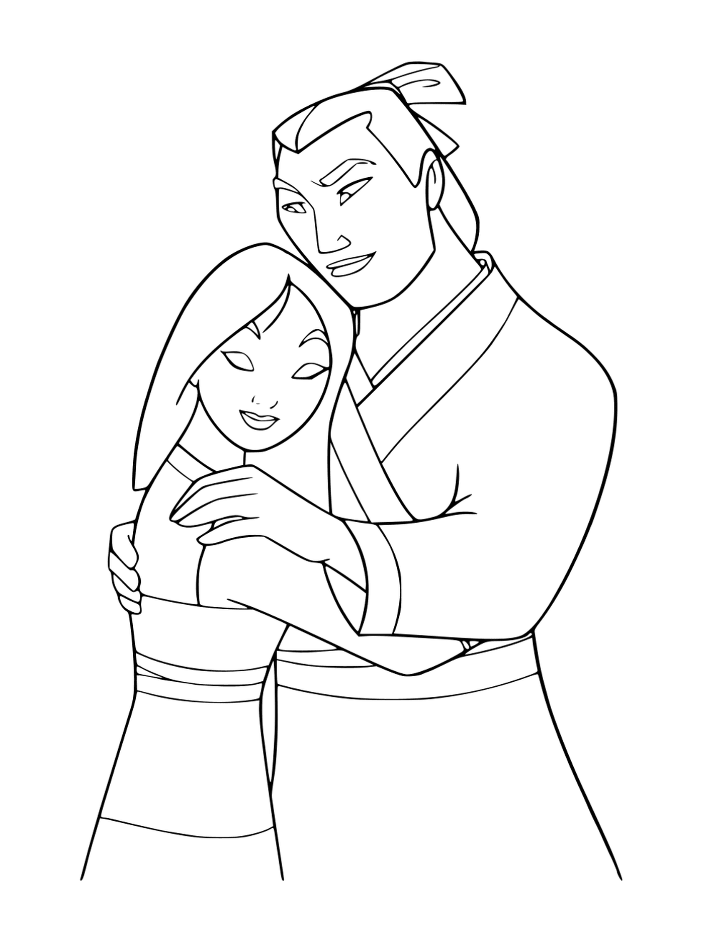   Li Shang réconforte Mulan 