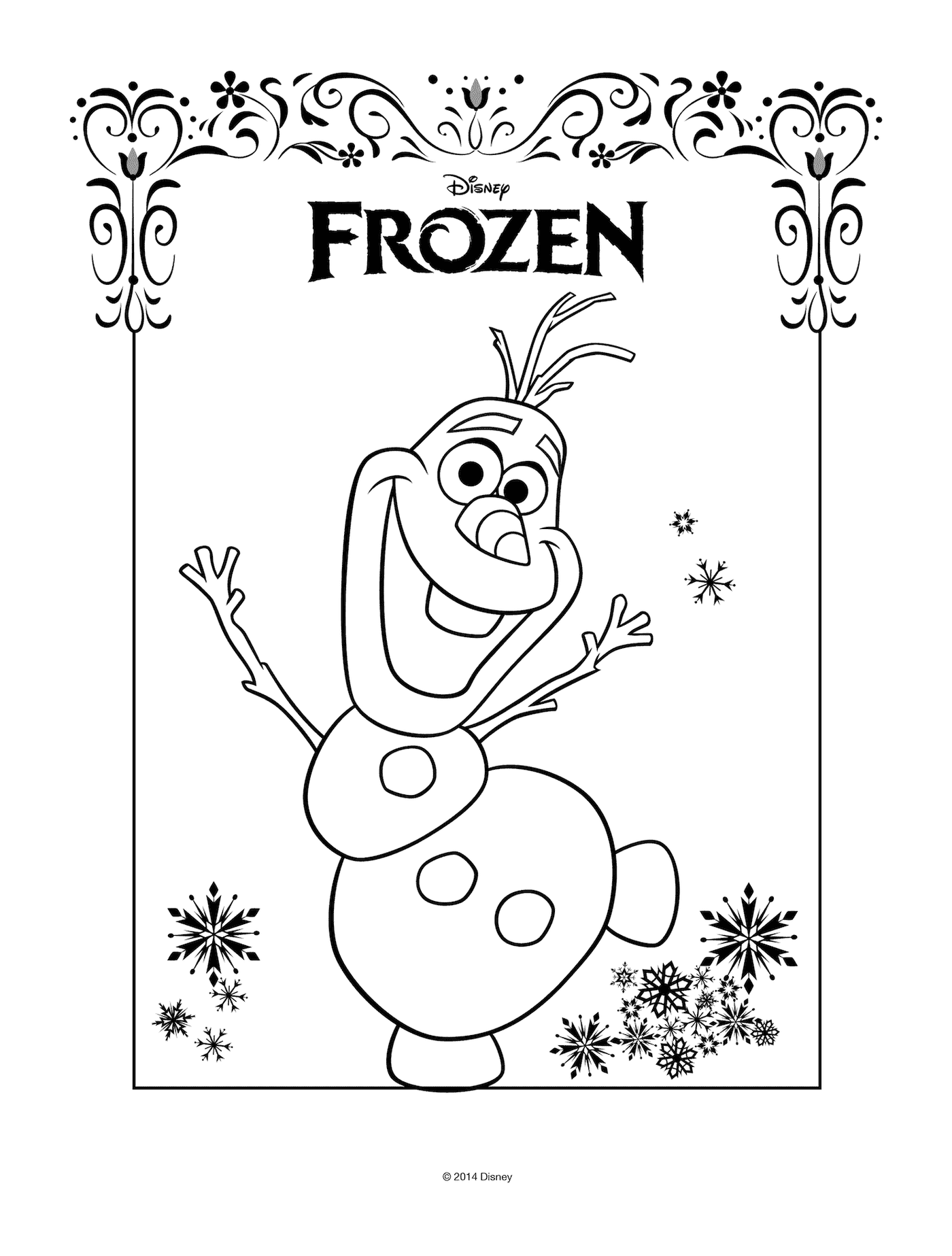   Olaf avec le logo Frozen de Disney 