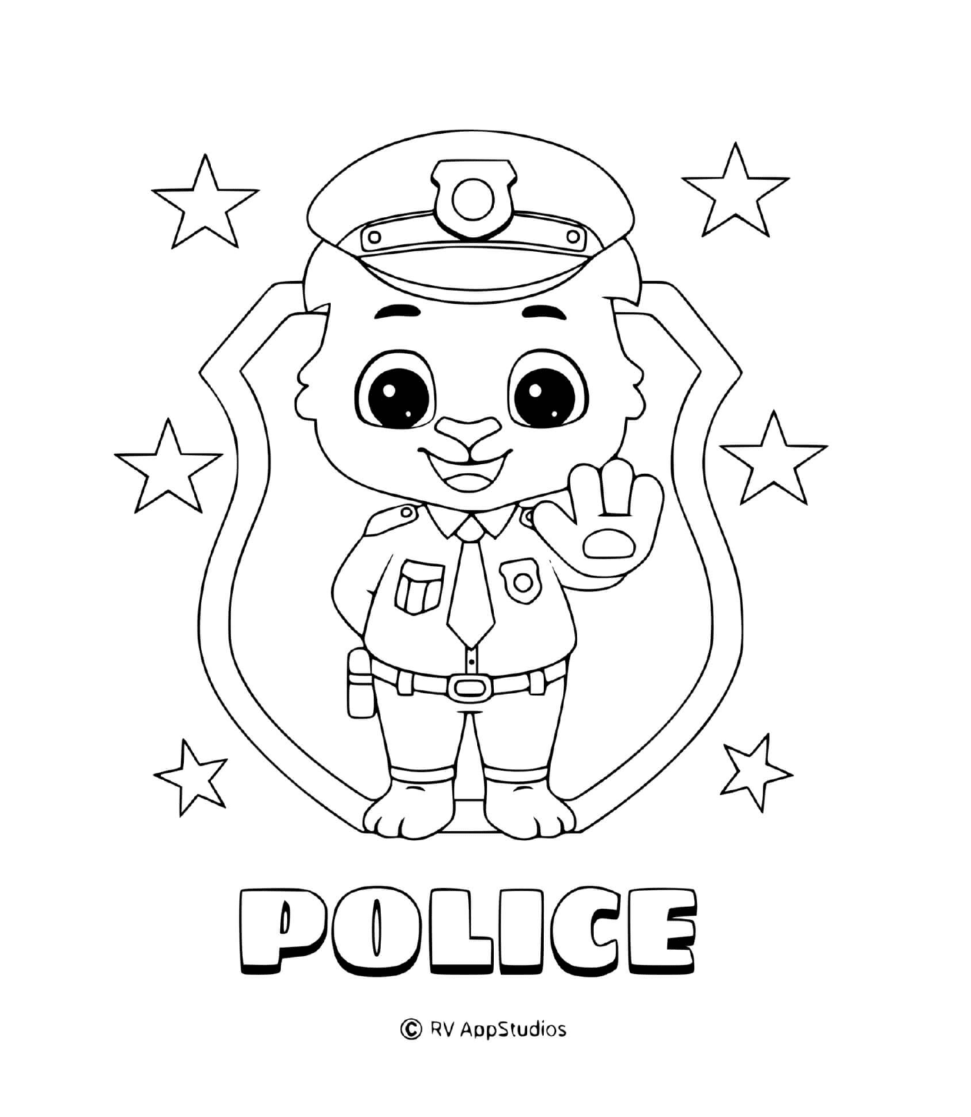   Policier stop, uniforme étoilé 