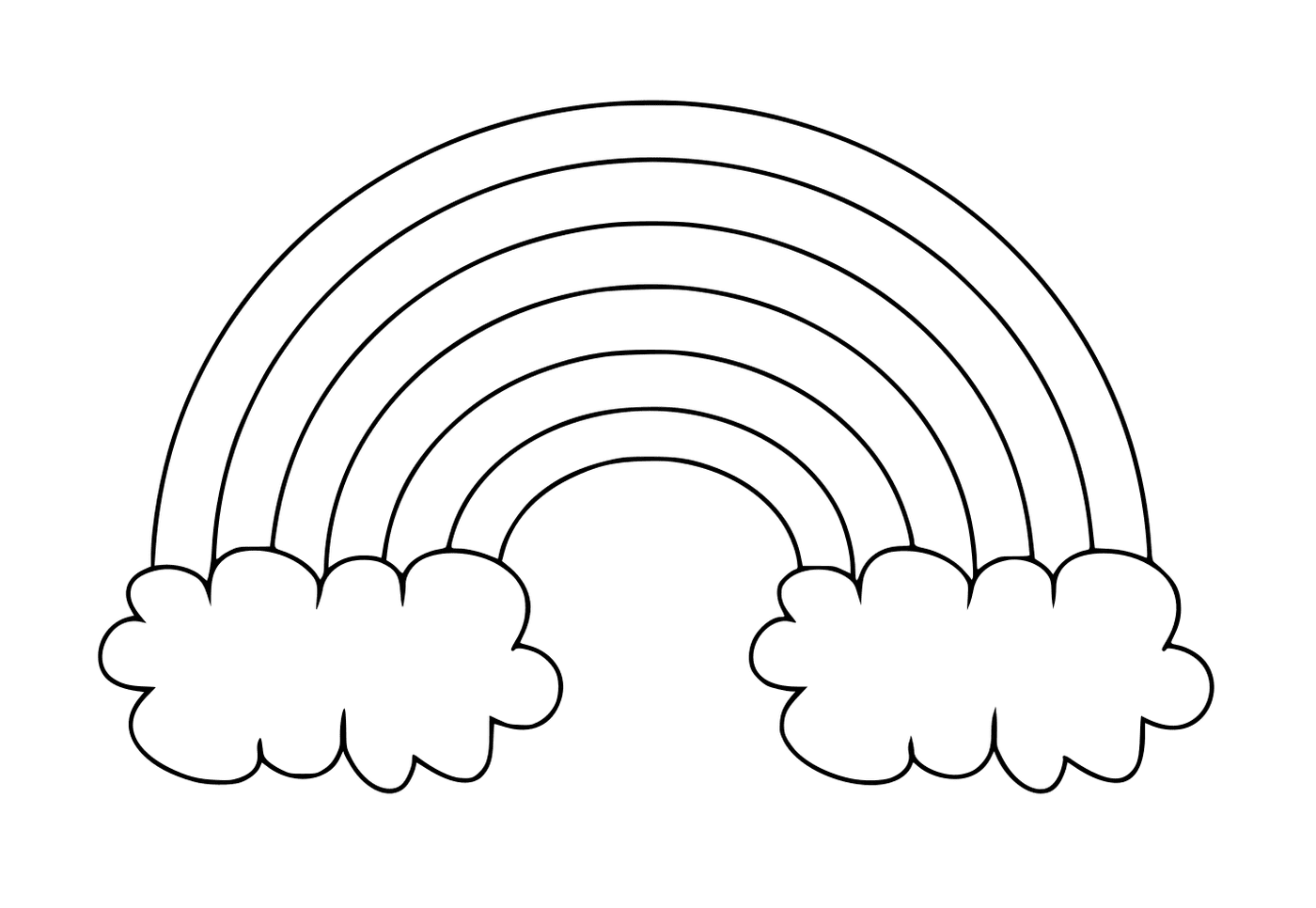   Un arc-en-ciel simple avec deux nuages 