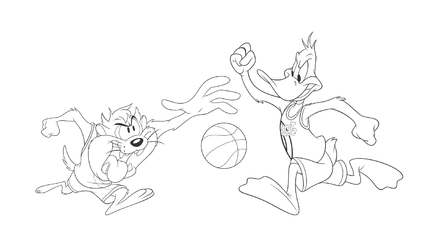   Goofy et chat jouant au basket 