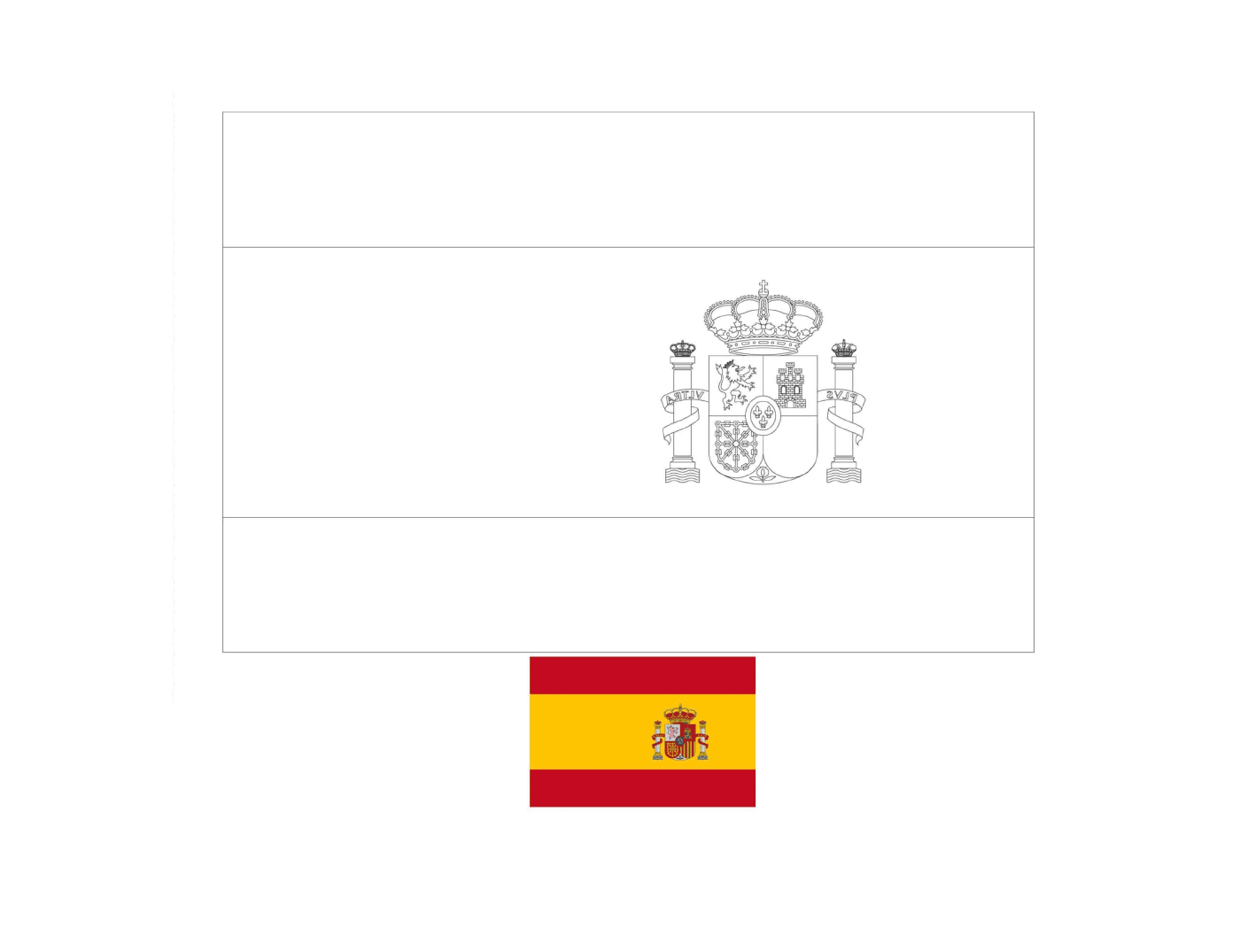   Drapeau de l'Espagne dessiné avec des exemples 