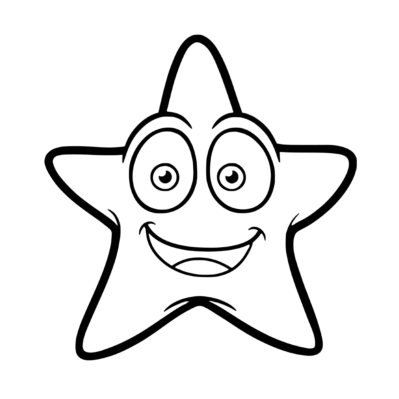   Une étoile de mer souriante parmi les animaux marins 