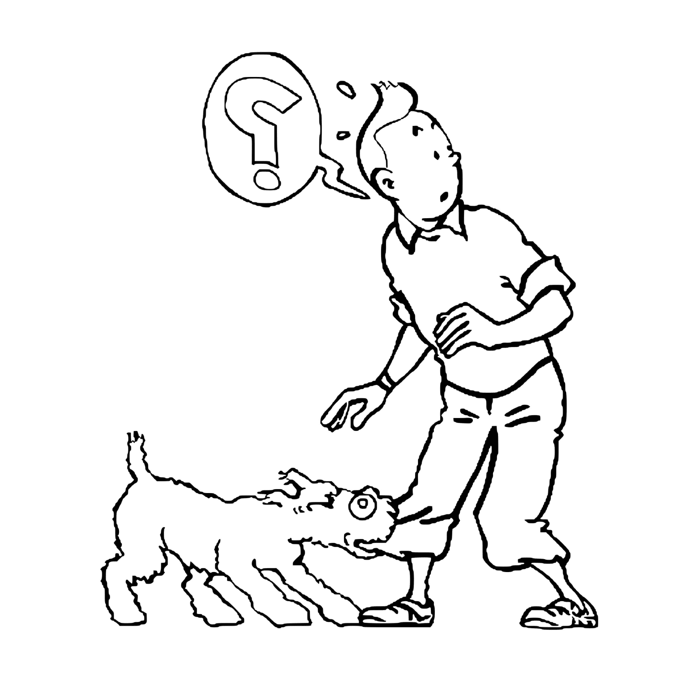   Milou retient Tintin 