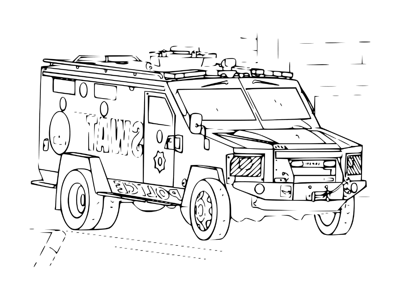 coloriage voiture SWAT 4x4 Police