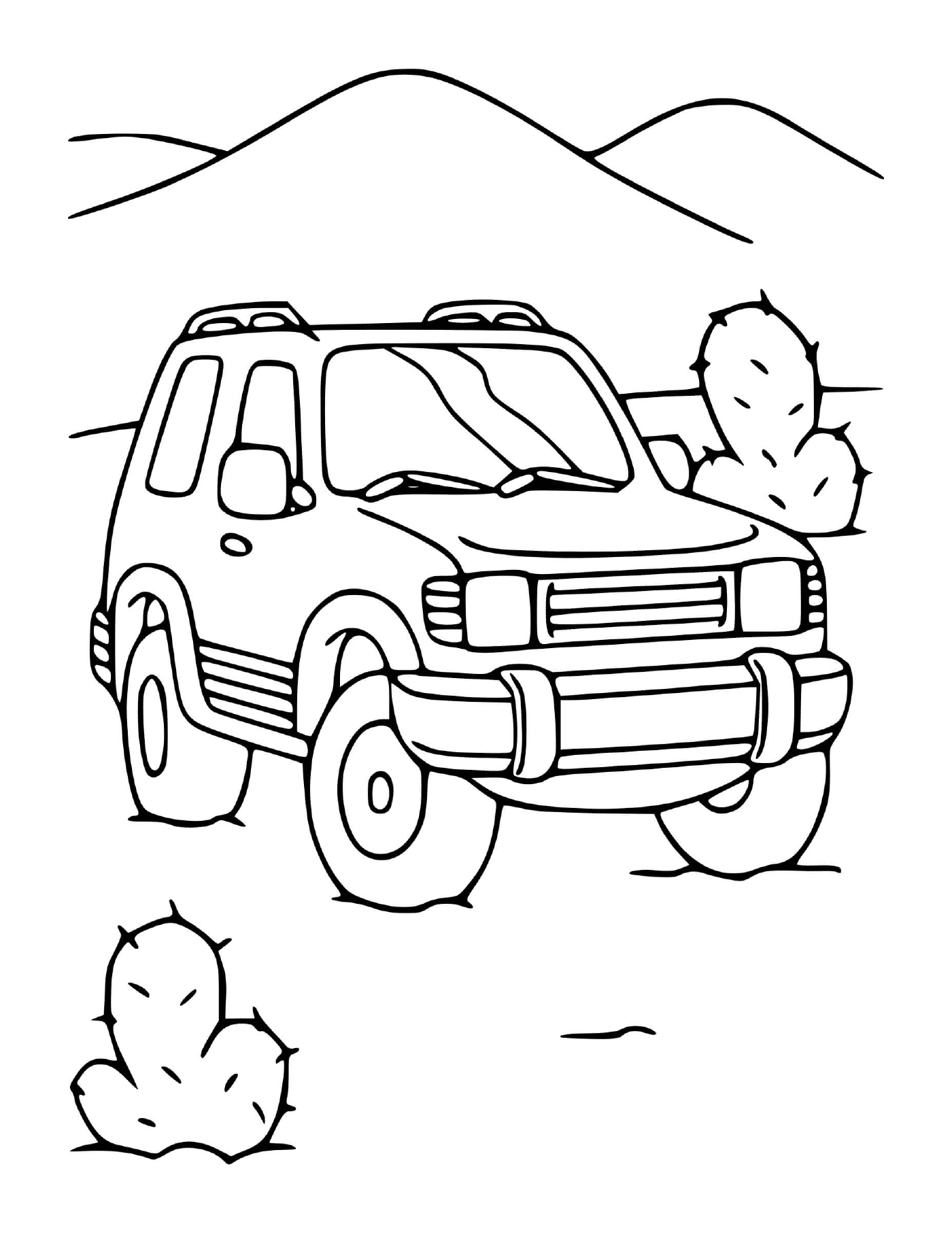 coloriage voiture 4x4 dans le desert