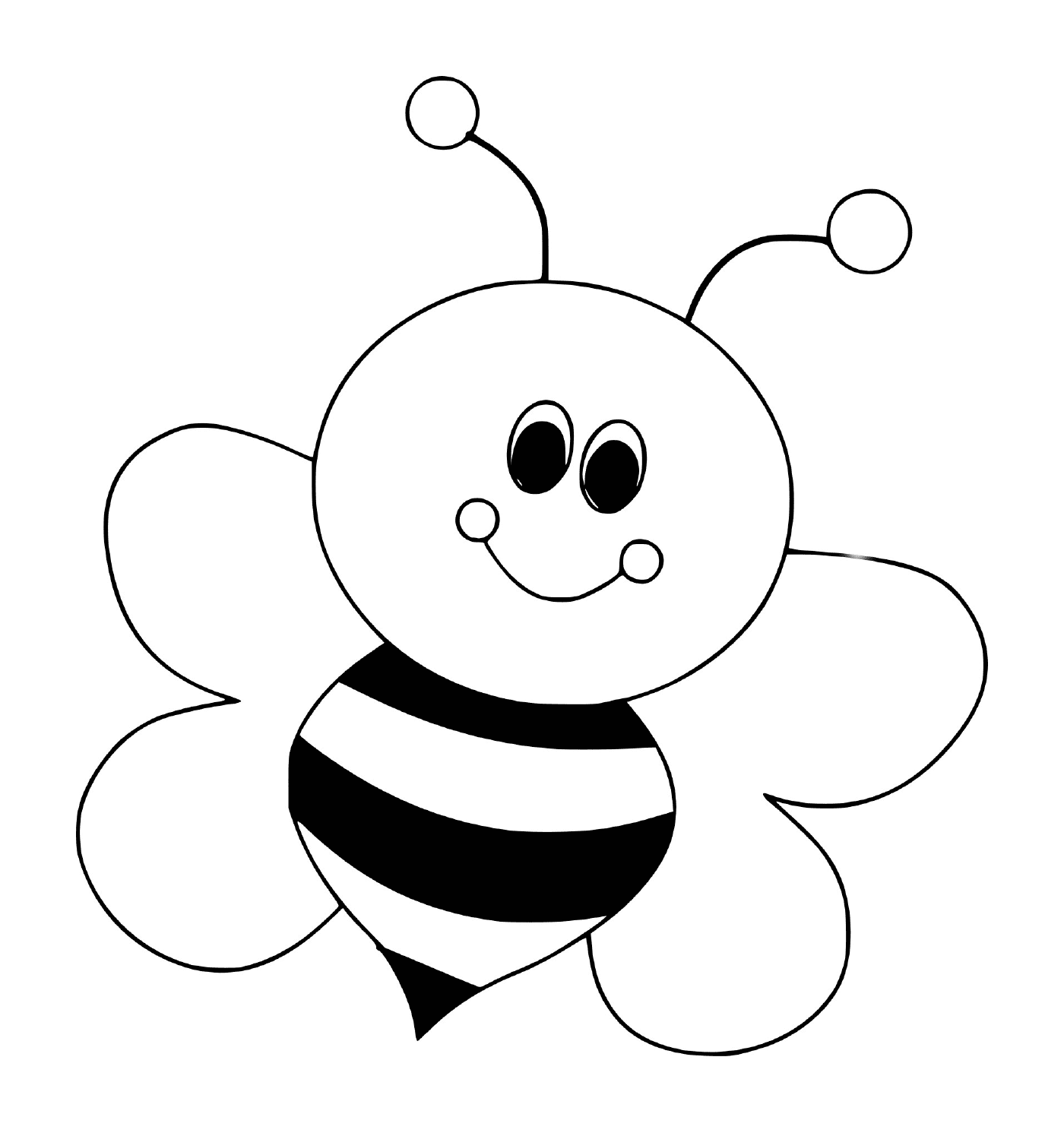coloriage abeille souriante