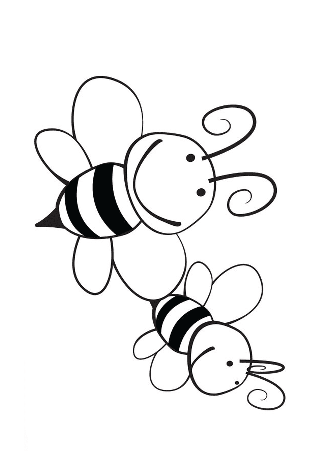 coloriage deux abeilles souriantes