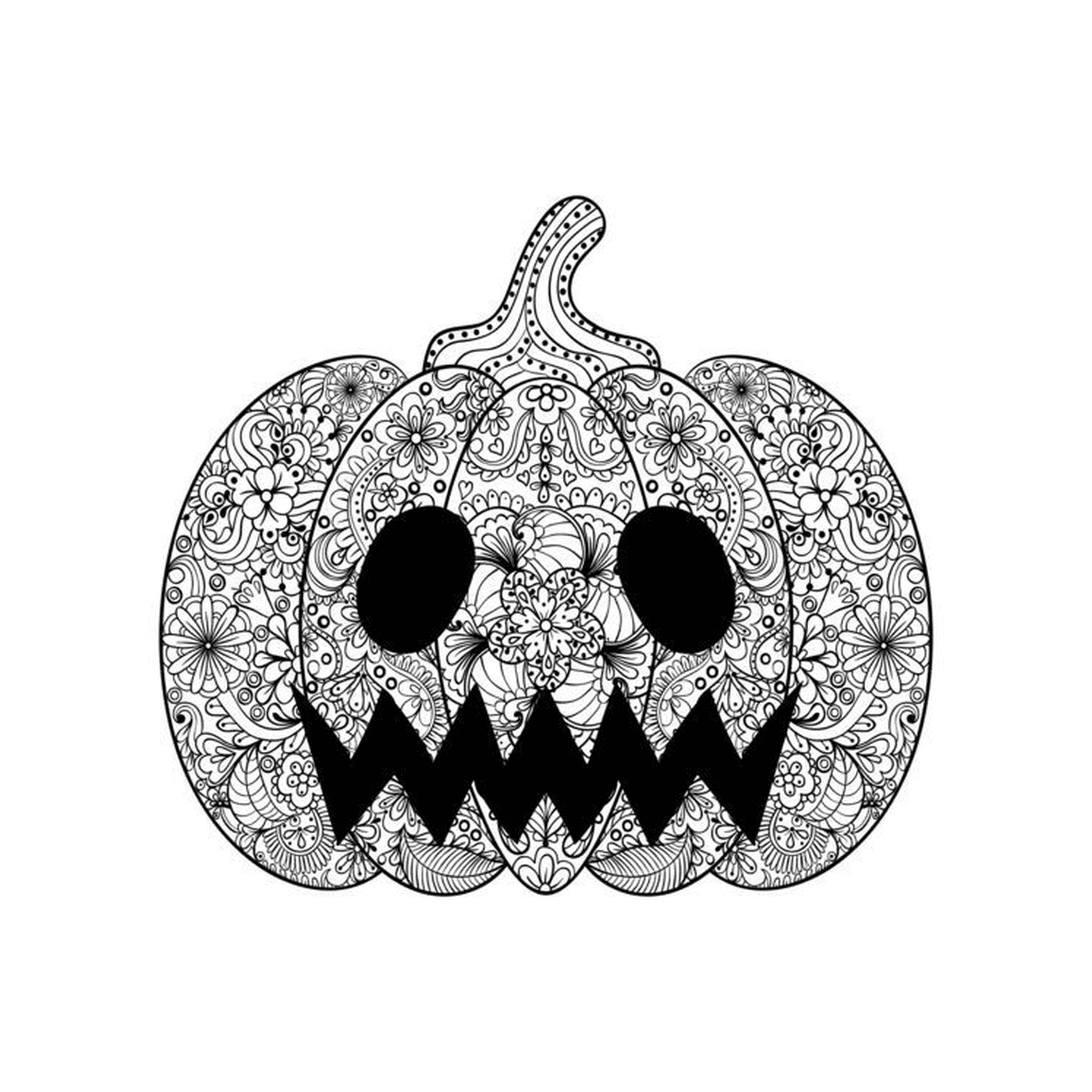 coloriage adulte halloween scary citrouille