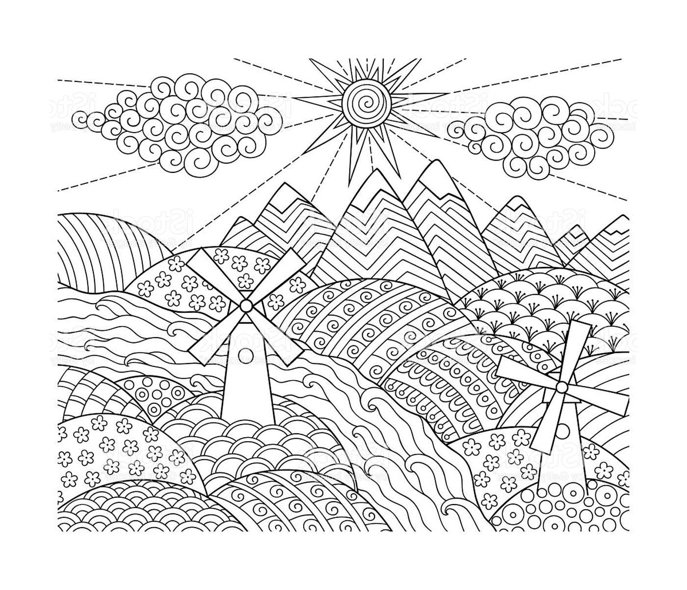 coloriage doodle pattern fun world