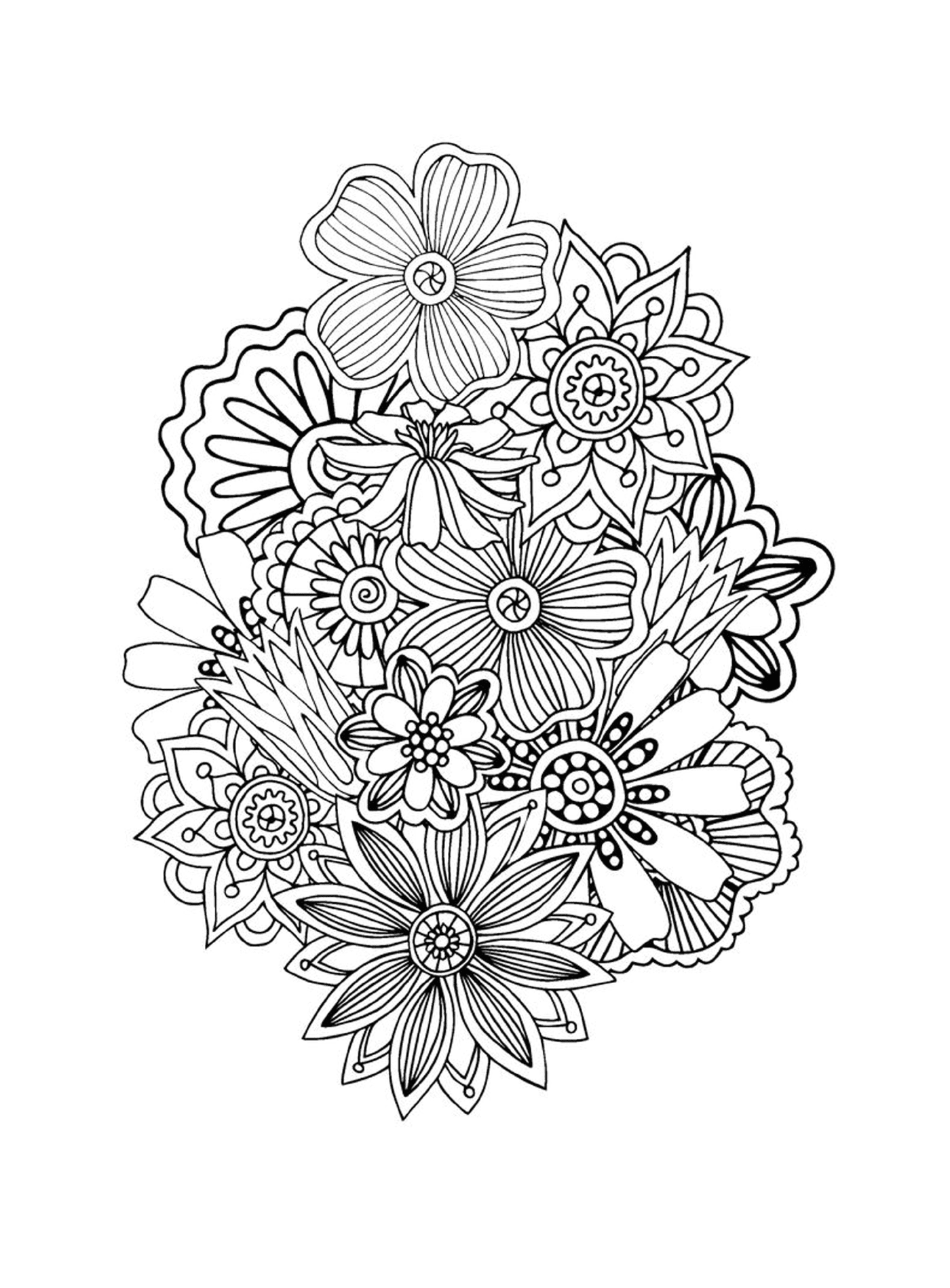 coloriage zen antistress abstract pattern flowers by juliasnegireva