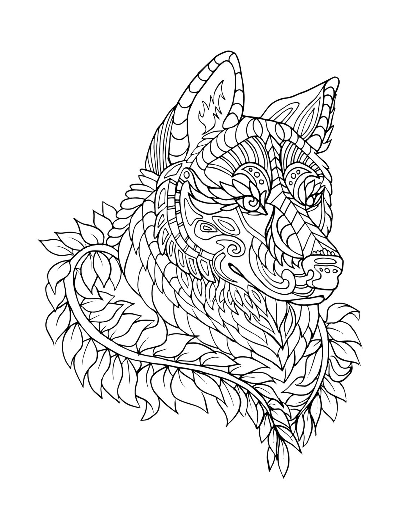 coloriage loup wolf adulte zentangle animaux