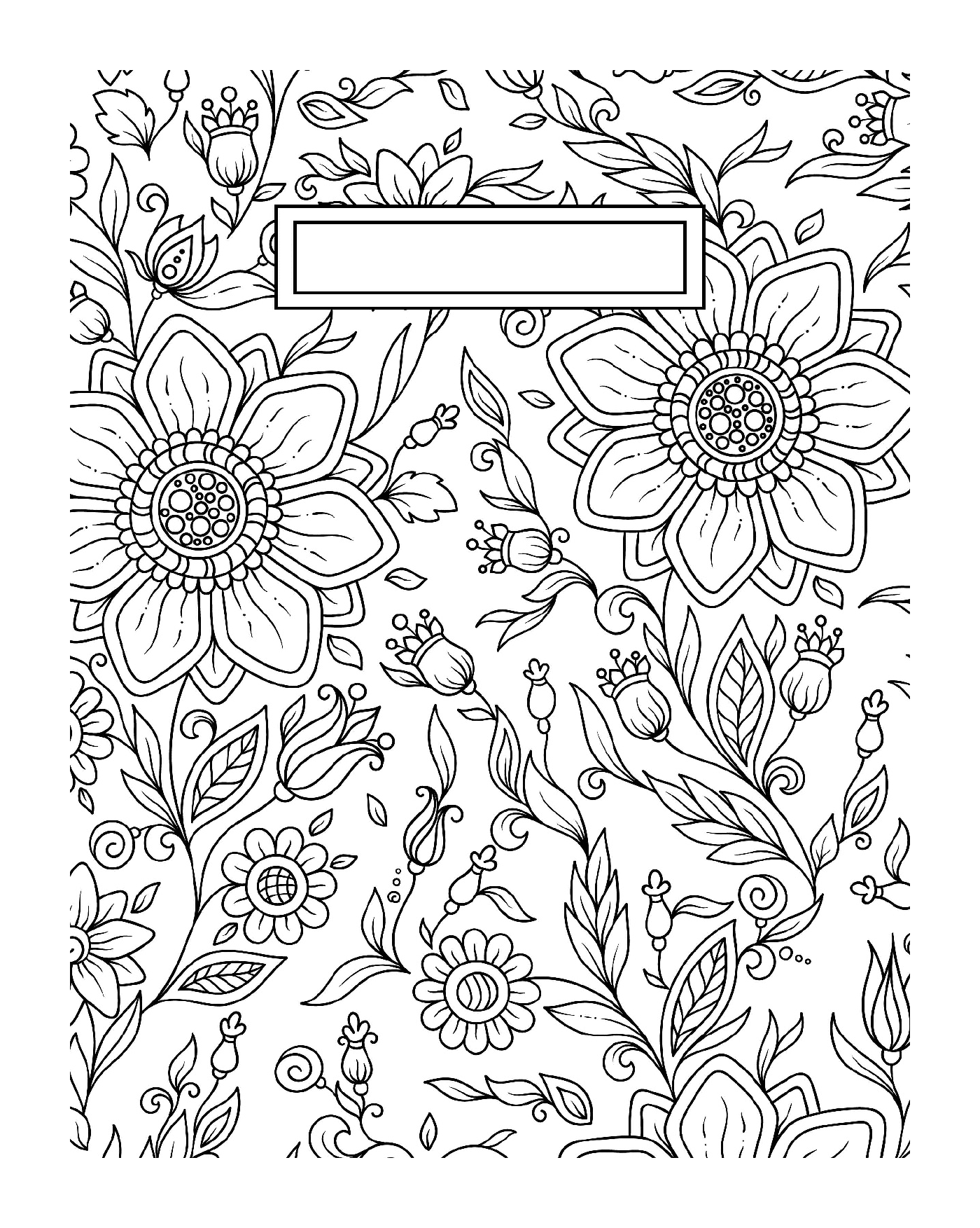 coloriage Binder Cover Adult Flowers Antistress