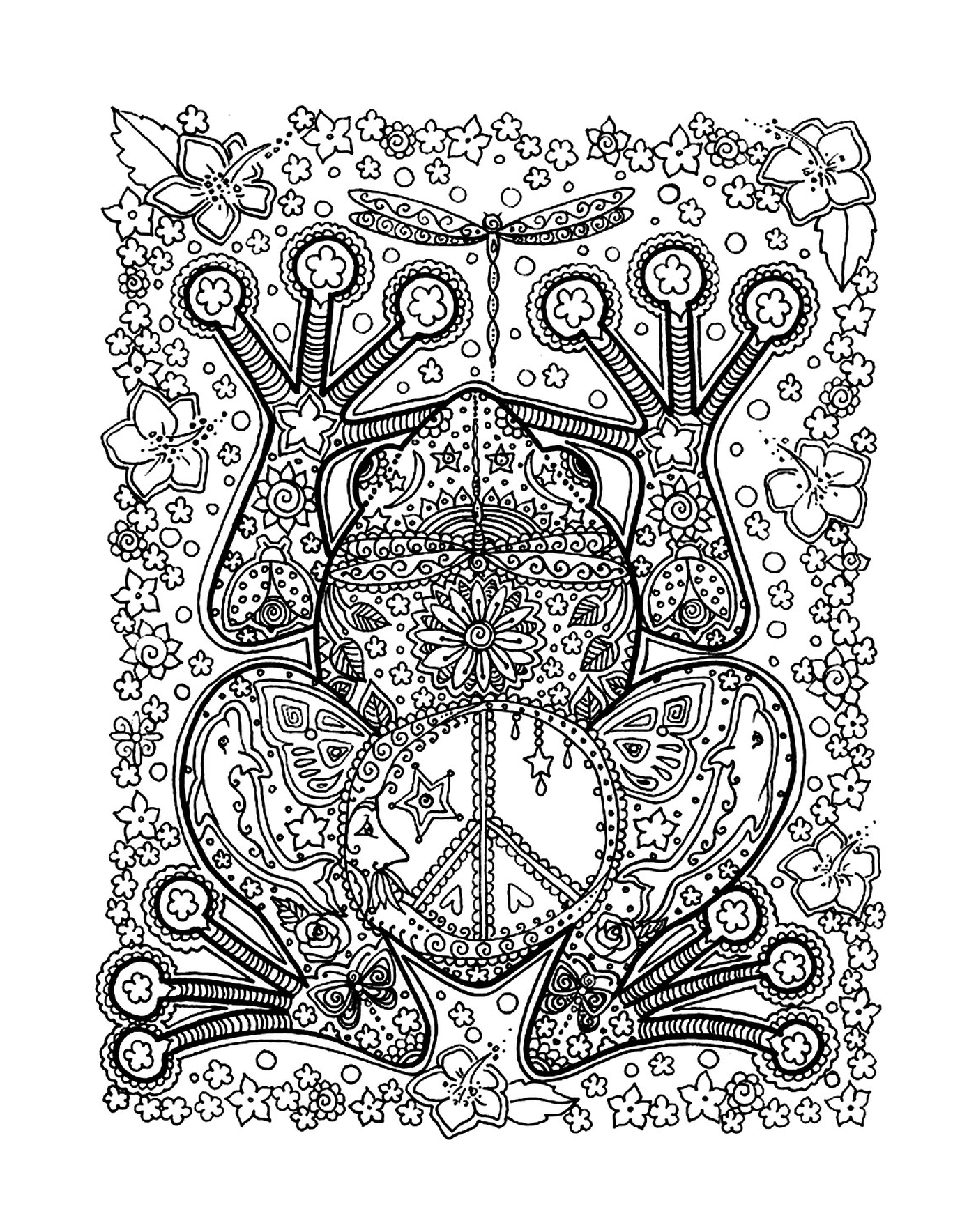 coloriage adulte animaux grenouille motifs