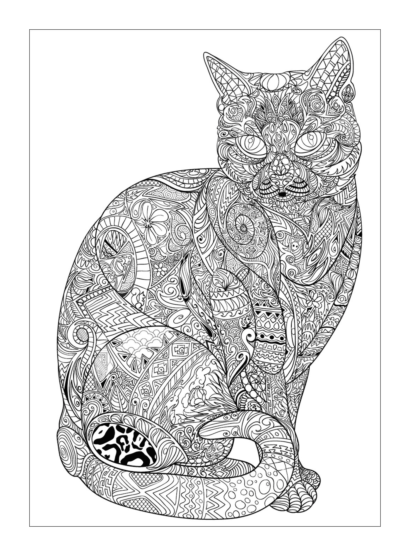 coloriage chat adulte difficile antistress animaux