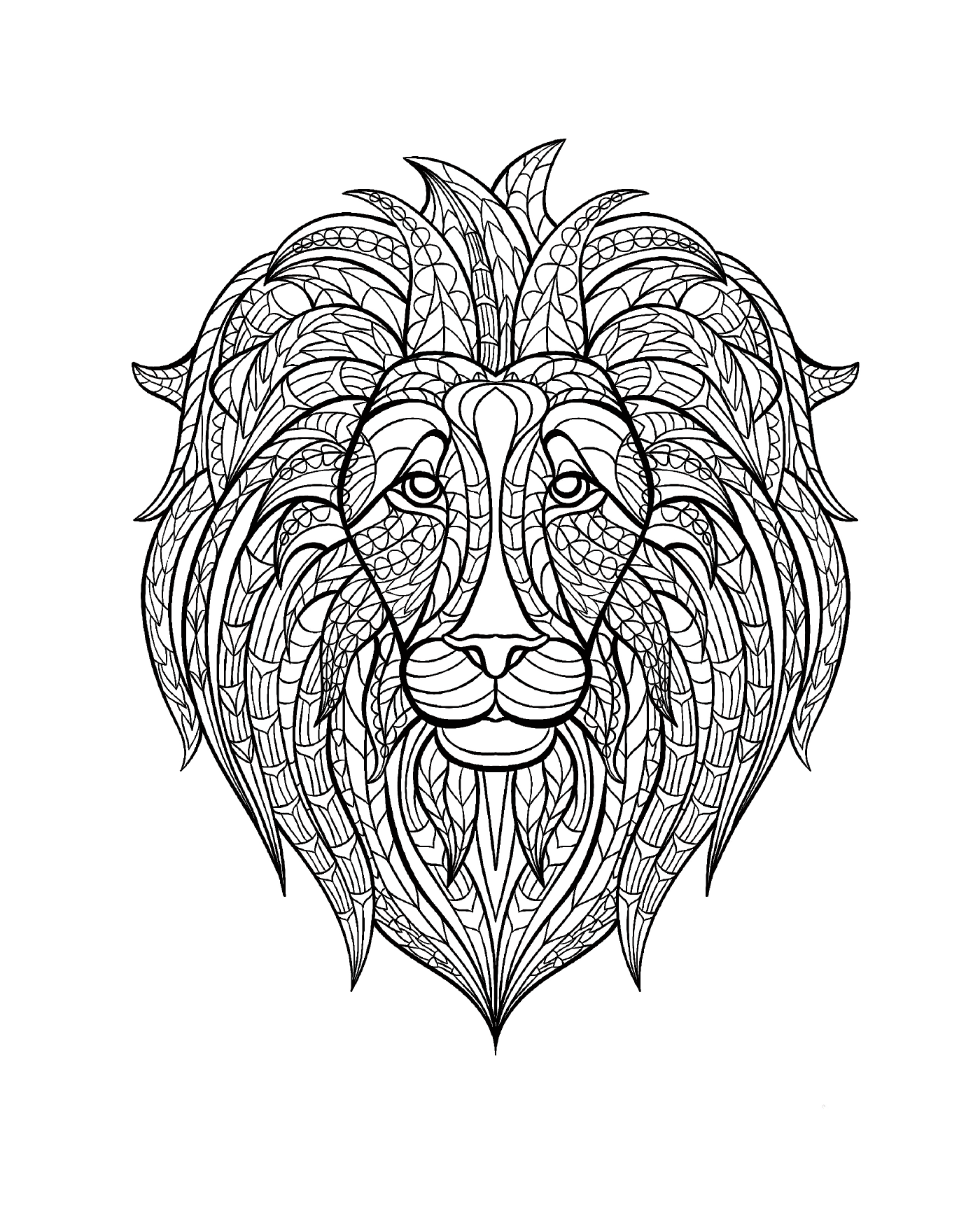 coloriage adulte tete lion
